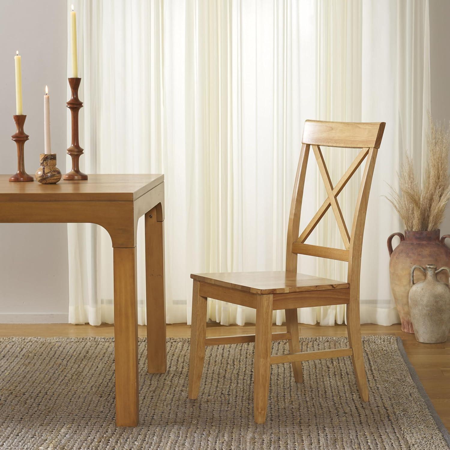 image:imageSAFAVIEH Home Collection Ksenia XBack Dining Side Chair Solid Wood Black Finish Farmhouse Classic DCH6902ELight Oak