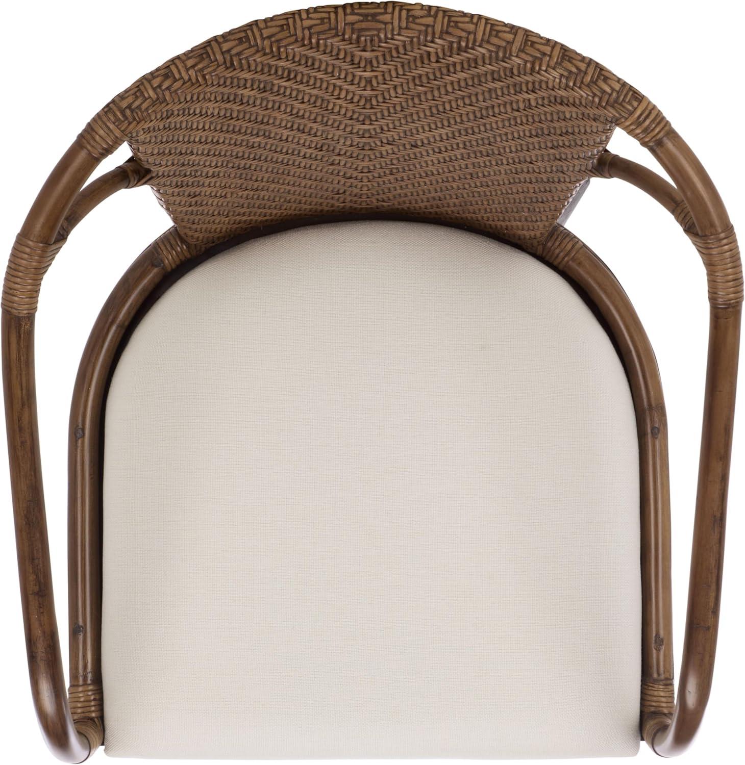 image:imageSAFAVIEH Home Collection Kumi Brown Rattan Arm Chair with Ivory Seat Cushion Coastal Modern Accent Seating Fully Assembled ACH4902ABrownIvory