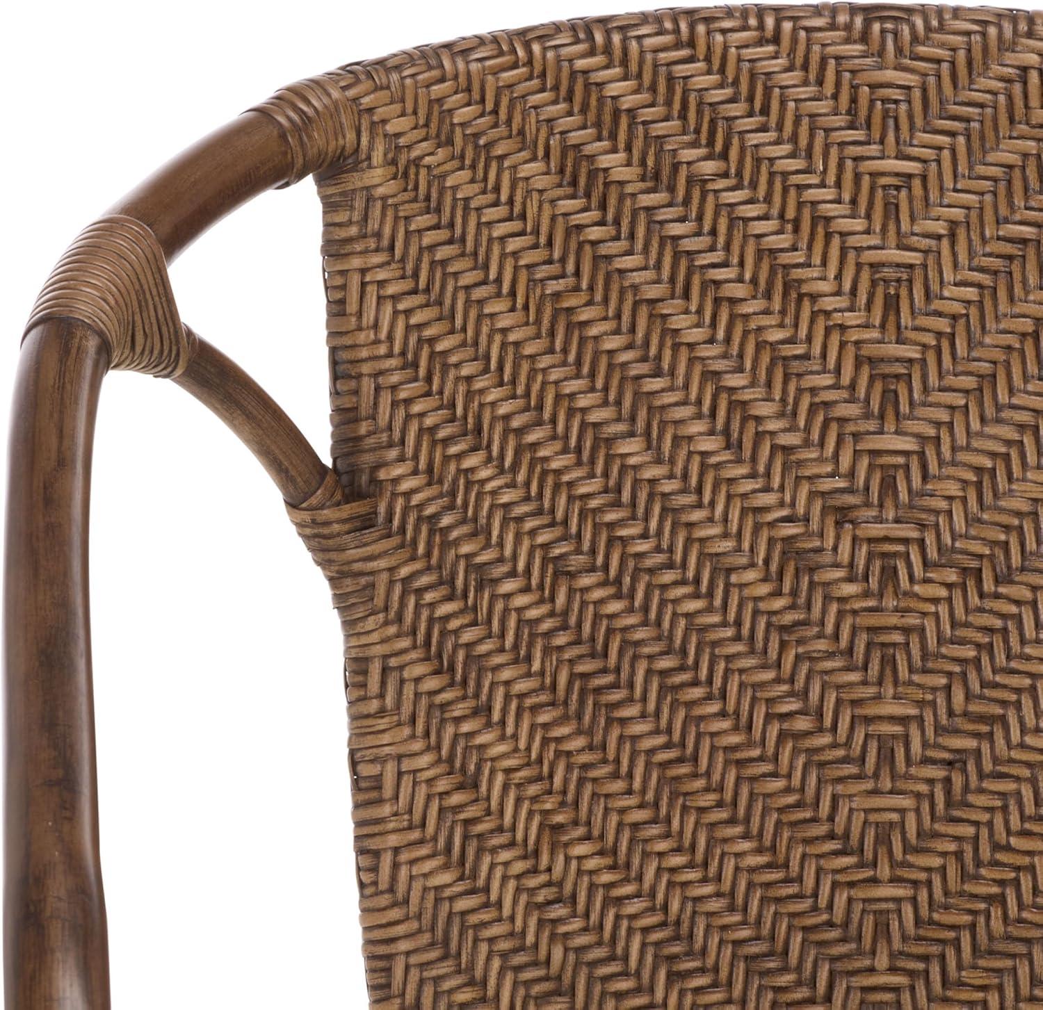 image:imageSAFAVIEH Home Collection Kumi Brown Rattan Arm Chair with Ivory Seat Cushion Coastal Modern Accent Seating Fully Assembled ACH4902ABrownIvory