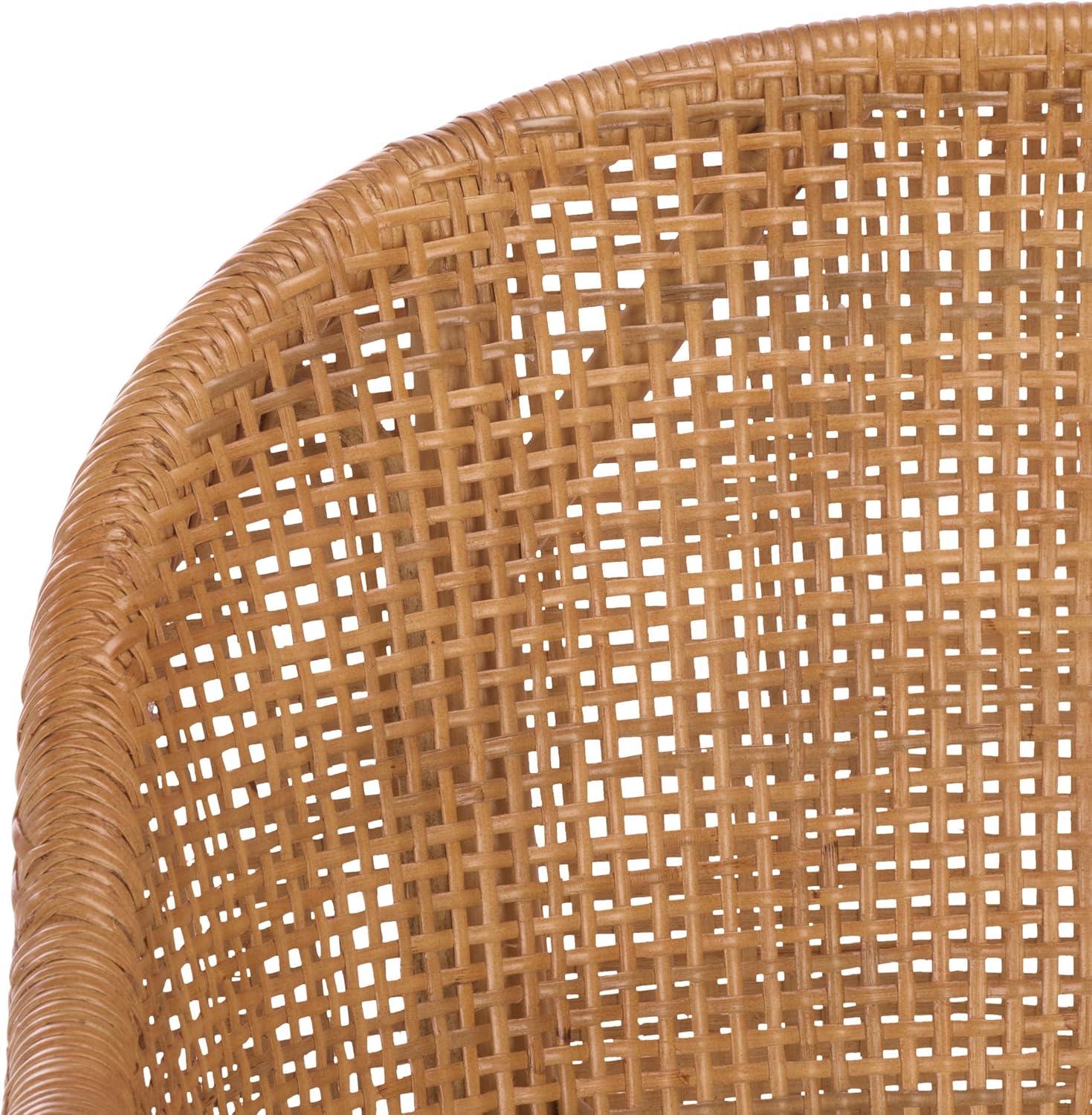 image:imageSAFAVIEH Home Collection Mura Brown Rattan Accent Chair with Ivory Seat Cushion Coastal Modern Seating Fully Assembled ACH4903AHoneyIvory