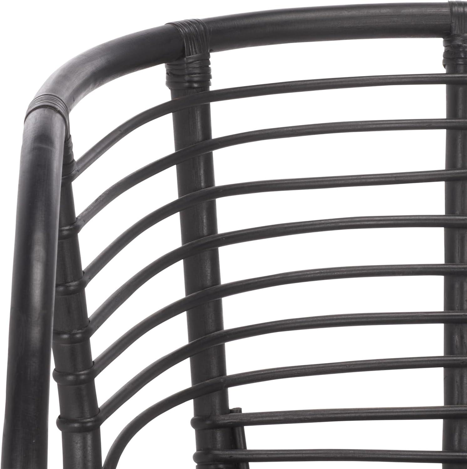 image:imageSAFAVIEH Home Collection Valeriya Woven Rattan Arm Chair Black Finish Fully Assembled Accent Chair for Living Room or Bedroom Modern Boho Style ACH9903ABlack