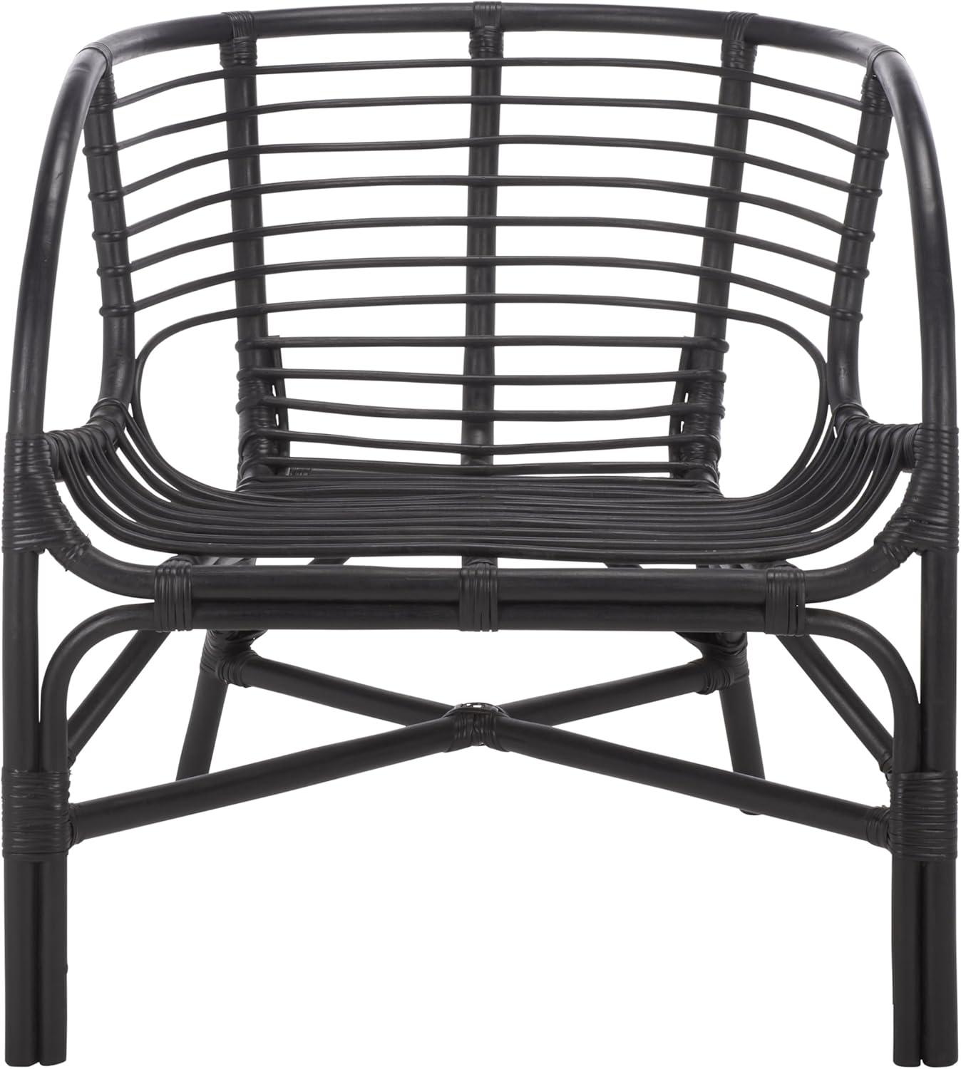 image:imageSAFAVIEH Home Collection Valeriya Woven Rattan Arm Chair Black Finish Fully Assembled Accent Chair for Living Room or Bedroom Modern Boho Style ACH9903ABlack