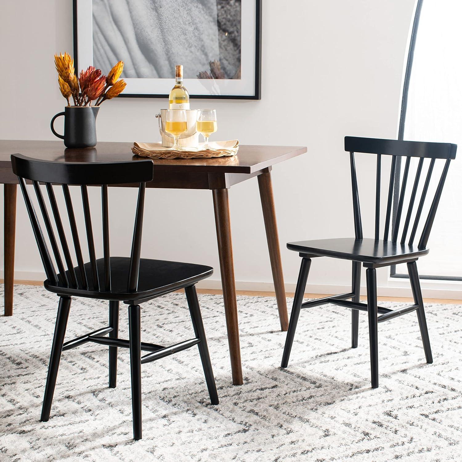 image:imageSAFAVIEH Home Collection Winona Set of 2 Honey Windsor Farmhouse Dining Chairs Spindle Back Wood Chairs Classic Casual Seating DCH8500KSET2Black