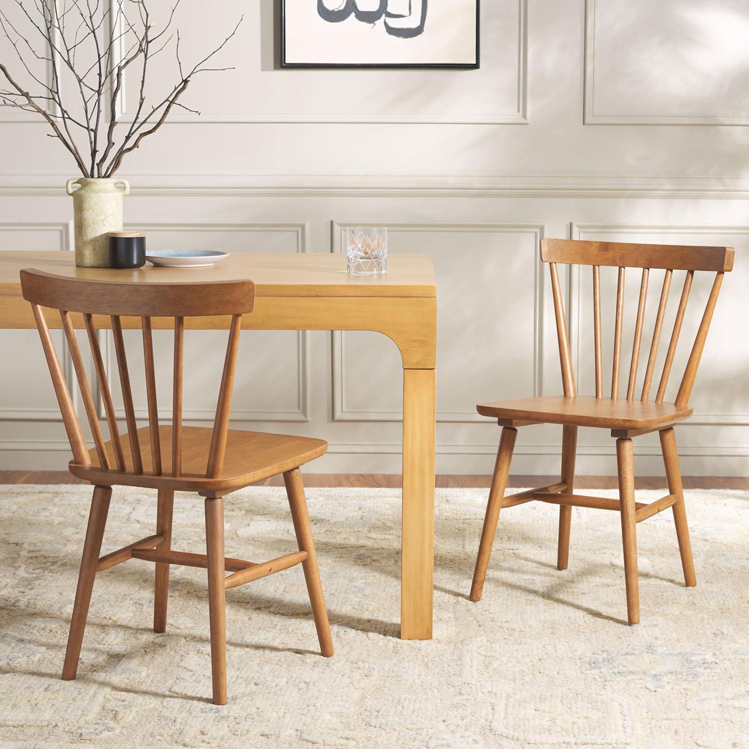 image:imageSAFAVIEH Home Collection Winona Set of 2 Honey Windsor Farmhouse Dining Chairs Spindle Back Wood Chairs Classic Casual Seating DCH8500KSET2Honey