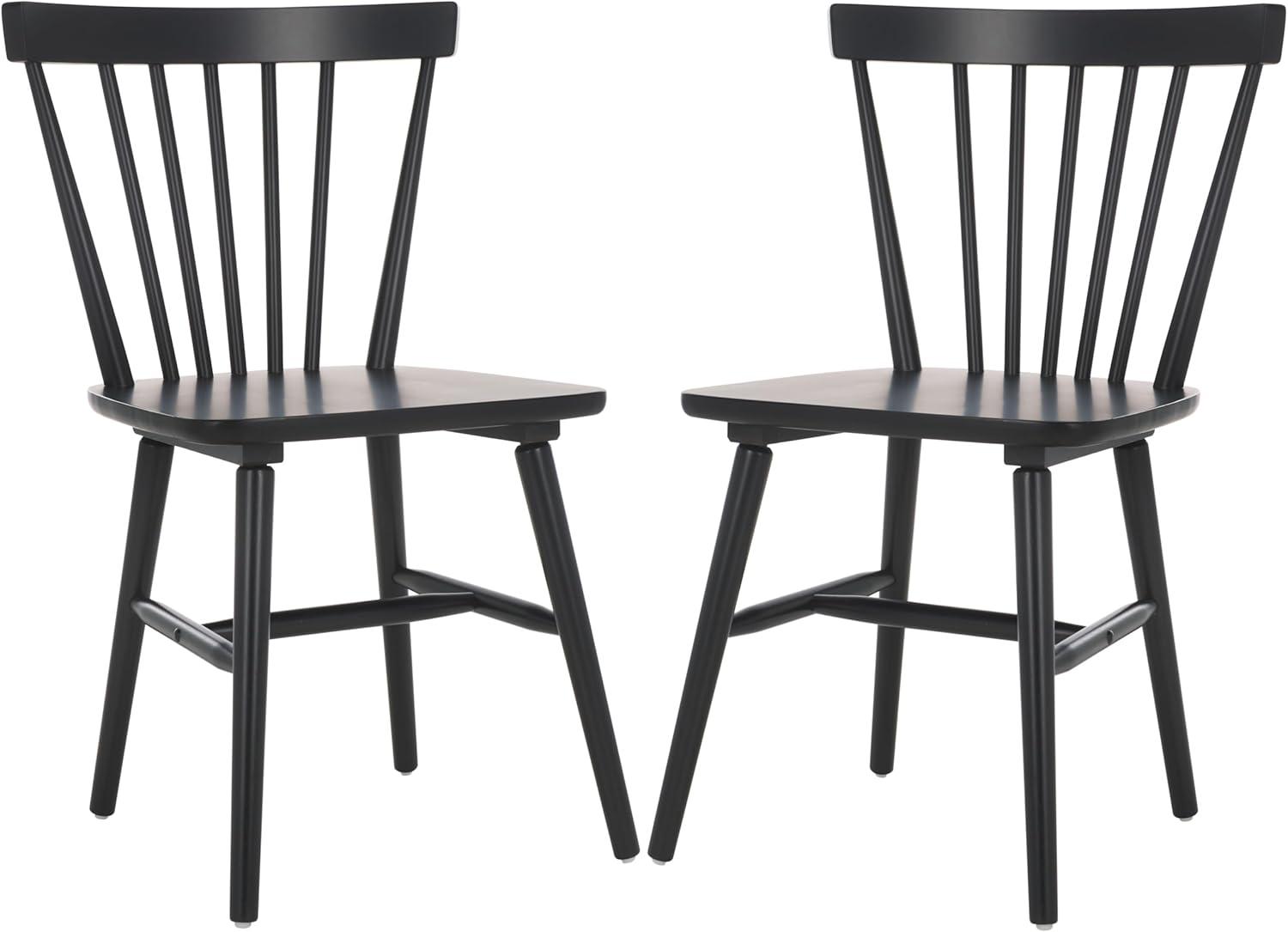 image:imageSAFAVIEH Home Collection Winona Set of 2 Honey Windsor Farmhouse Dining Chairs Spindle Back Wood Chairs Classic Casual Seating DCH8500KSET2Matte Black