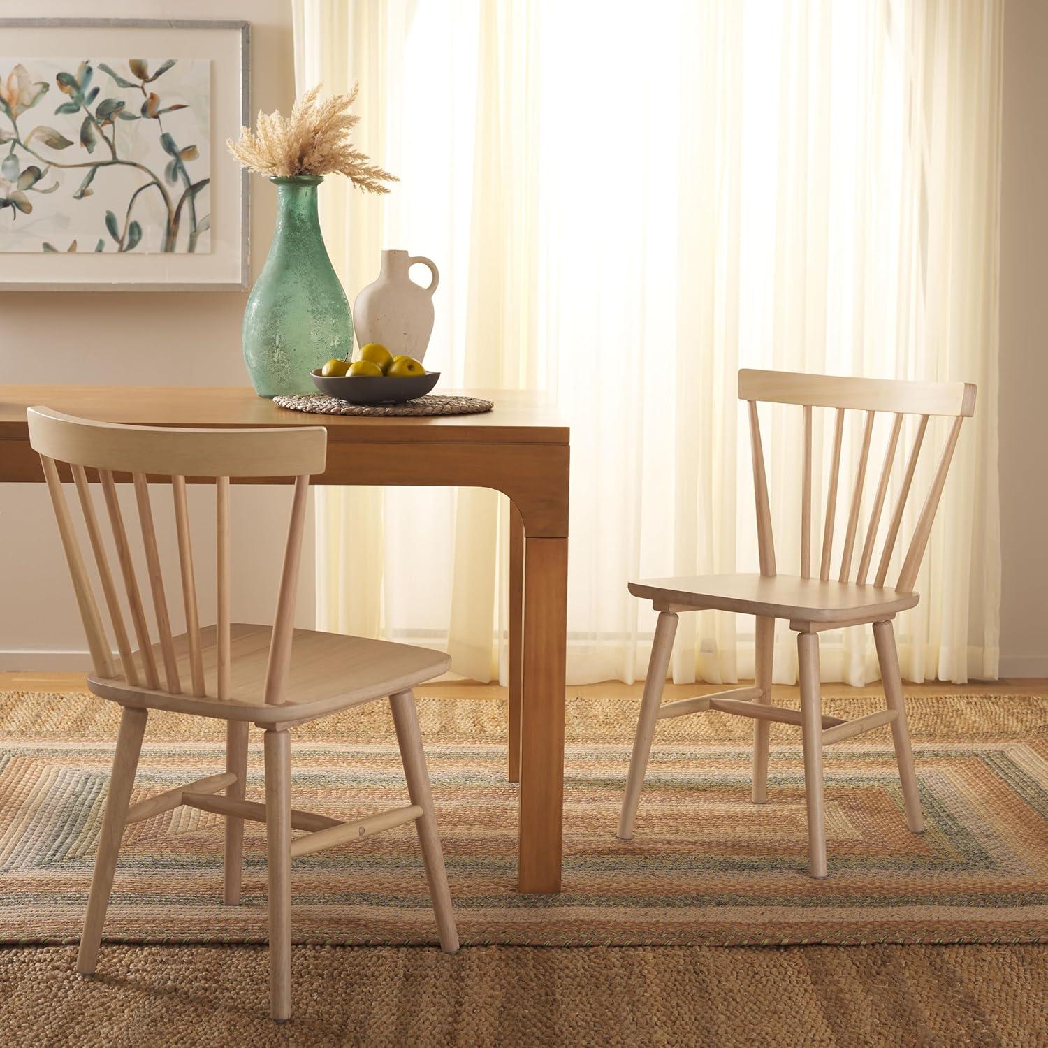 image:imageSAFAVIEH Home Collection Winona Set of 2 Honey Windsor Farmhouse Dining Chairs Spindle Back Wood Chairs Classic Casual Seating DCH8500KSET2White Washed