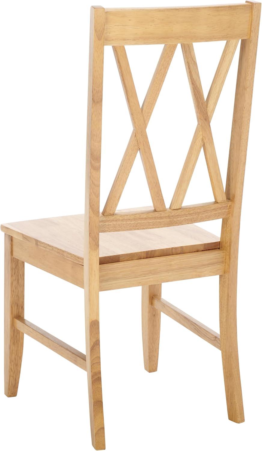 image:imageSAFAVIEH Home Collection Yana Double XBack Dining Side Chair Solid Wood Light Oak Finish Classic Farmhouse Style DCH6900BLight Oak