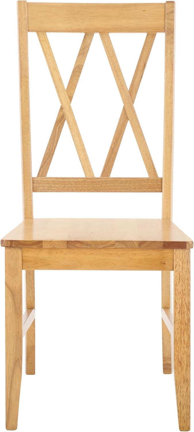 image:imageSAFAVIEH Home Collection Yana Double XBack Dining Side Chair Solid Wood Light Oak Finish Classic Farmhouse Style DCH6900BLight Oak