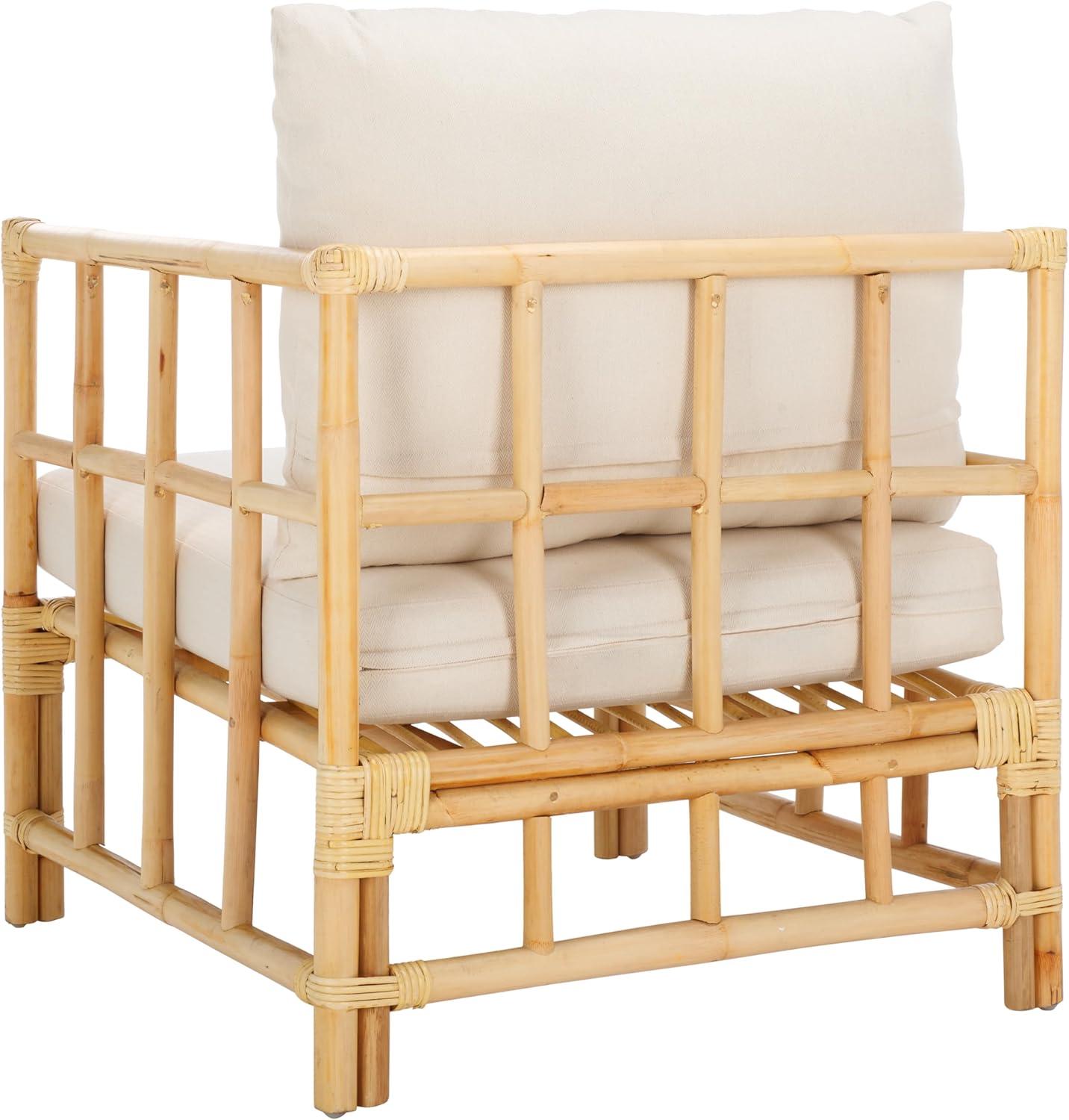 image:imageSAFAVIEH Home Collection Aisling Tropical WhiteNatural Accent Chair with Cushion Fully Assembled