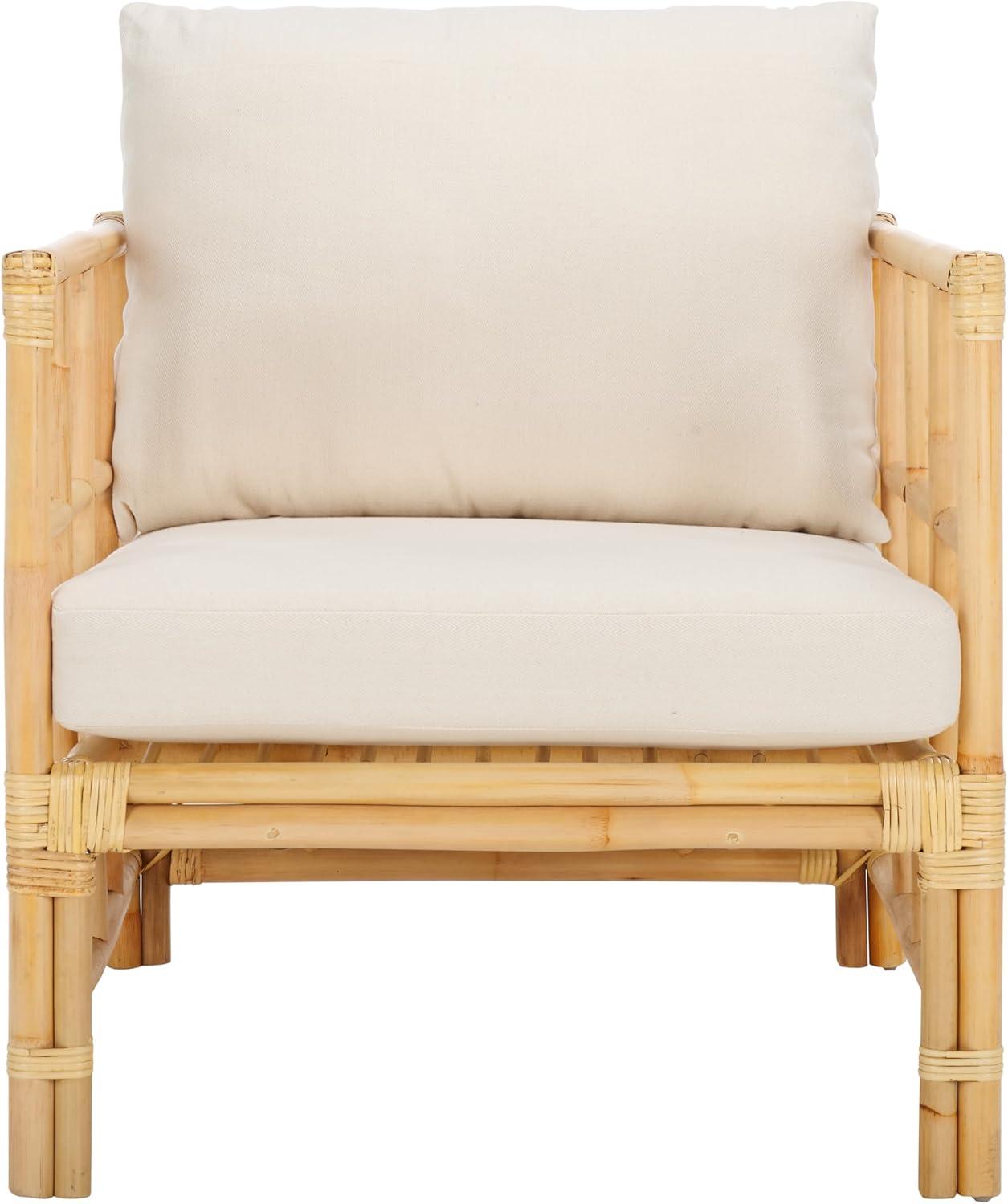 image:imageSAFAVIEH Home Collection Aisling Tropical WhiteNatural Accent Chair with Cushion Fully Assembled