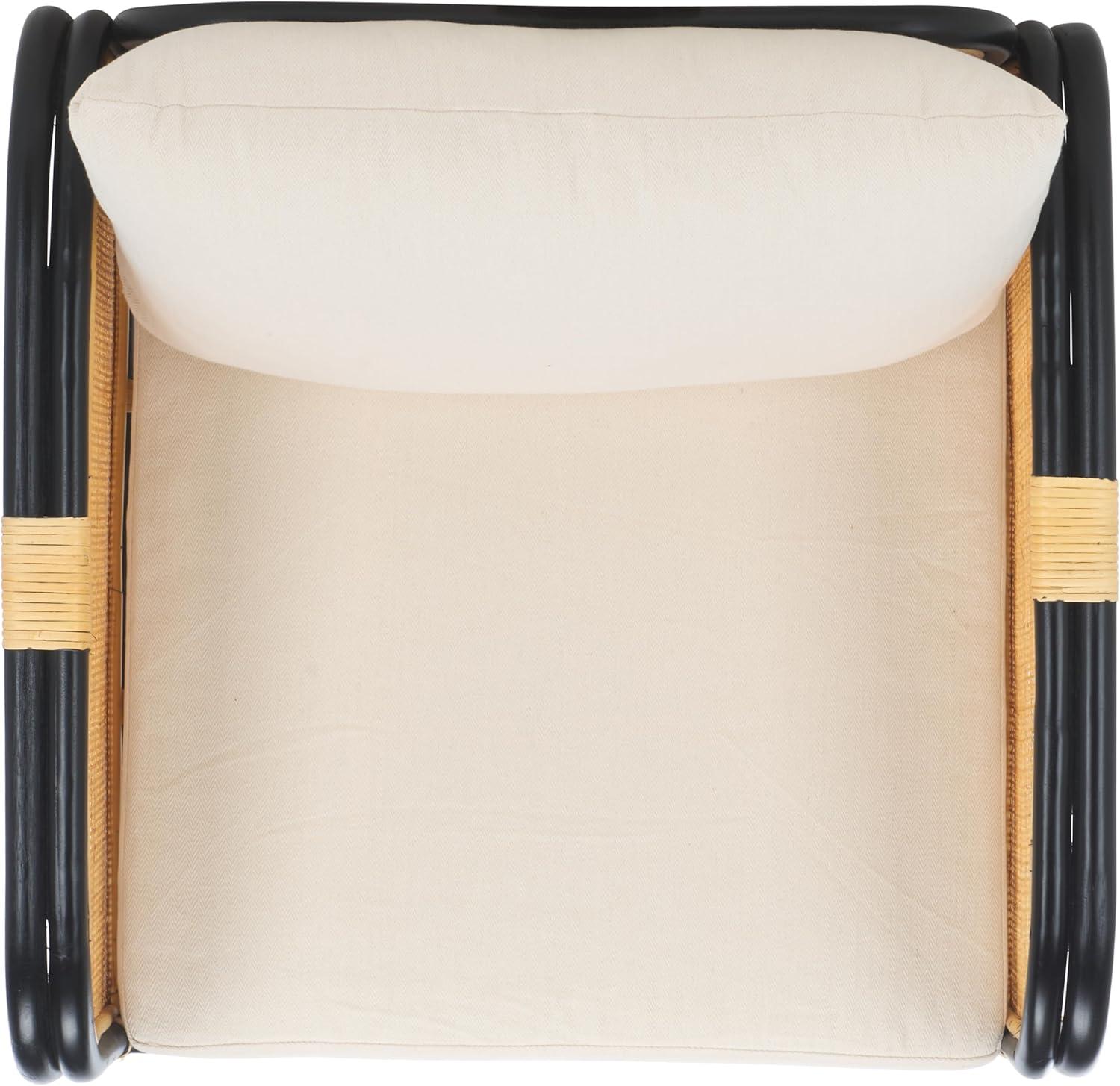 image:imageSAFAVIEH Home Collection Alybeth Tropical WhiteBlack Accent Chair with Cushion Fully AssembledWhiteBlack
