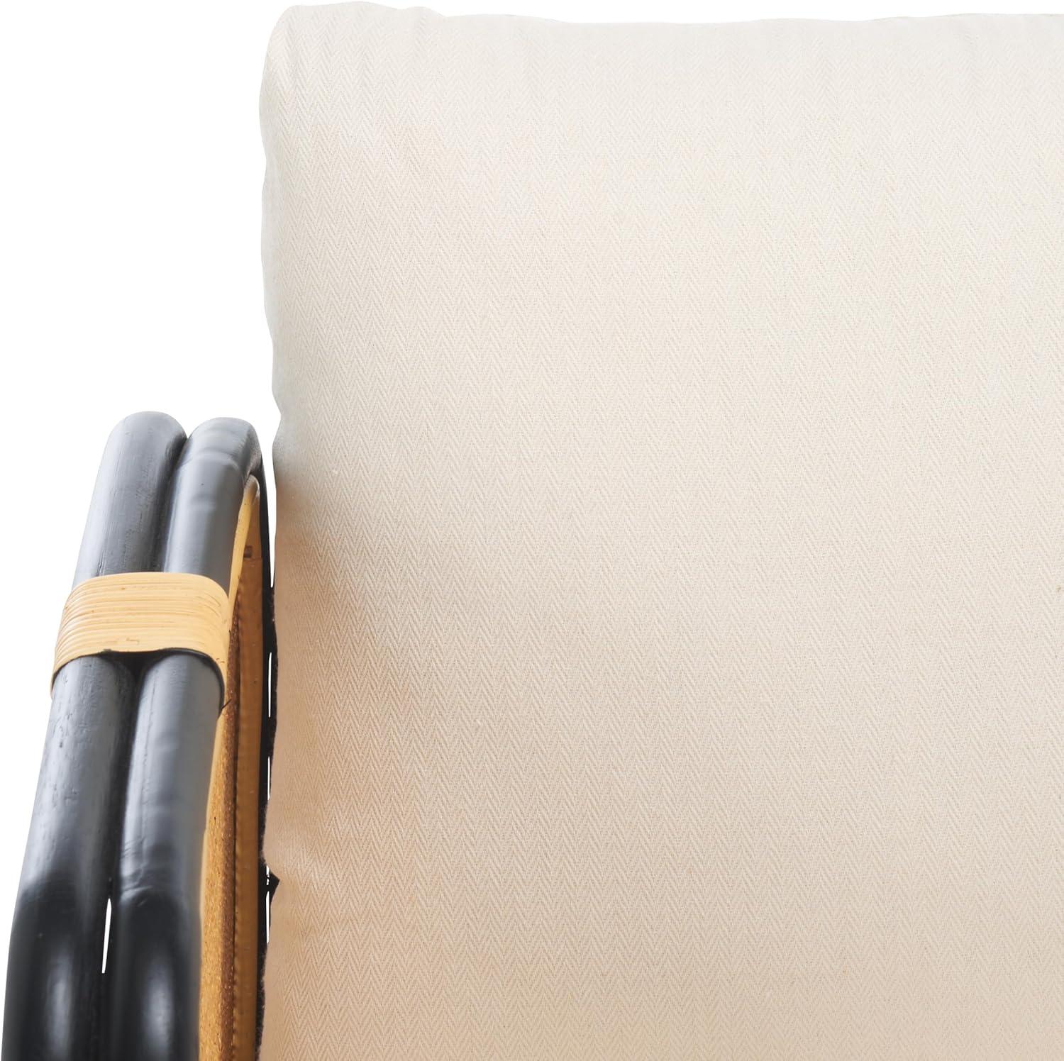 image:imageSAFAVIEH Home Collection Alybeth Tropical WhiteBlack Accent Chair with Cushion Fully AssembledWhiteBlack