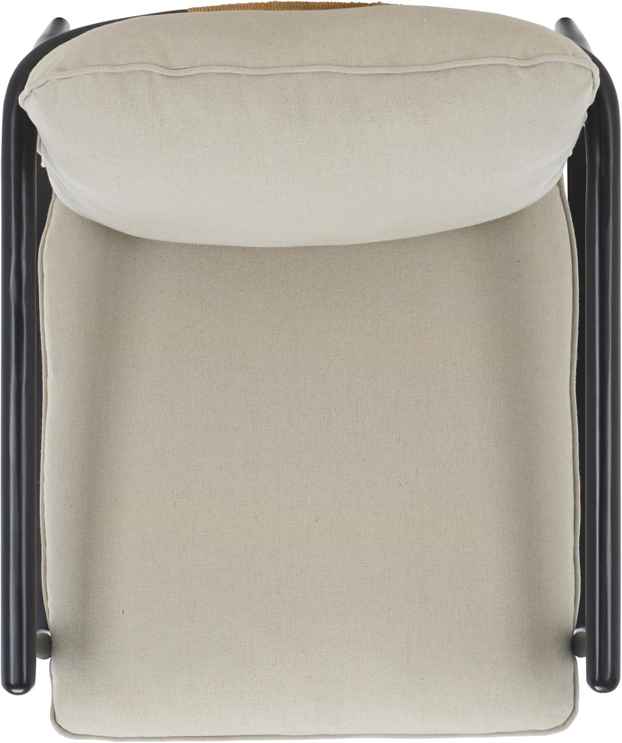 image:imageSAFAVIEH Home Collection Amias Modern Coastal Grey amp Matte Black Accent Chair Fully AssembledGreyMatte Black