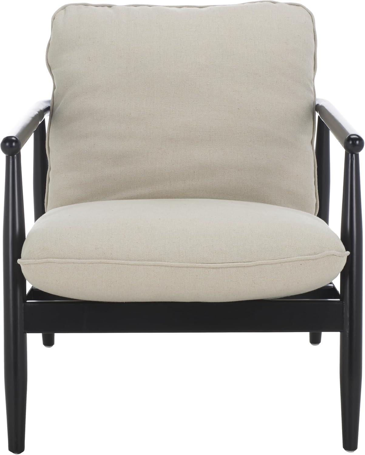 image:imageSAFAVIEH Home Collection Amias Modern Coastal Grey amp Matte Black Accent Chair Fully AssembledGreyMatte Black