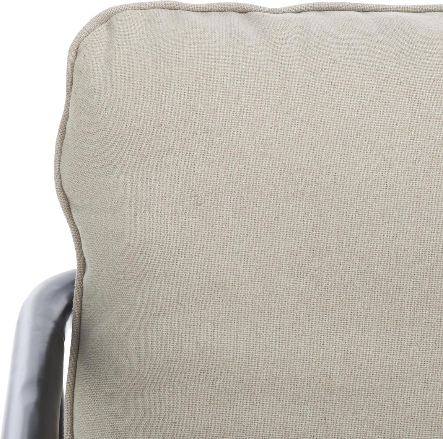 image:imageSAFAVIEH Home Collection Amias Modern Coastal Grey amp Matte Black Accent Chair Fully AssembledGreyMatte Black