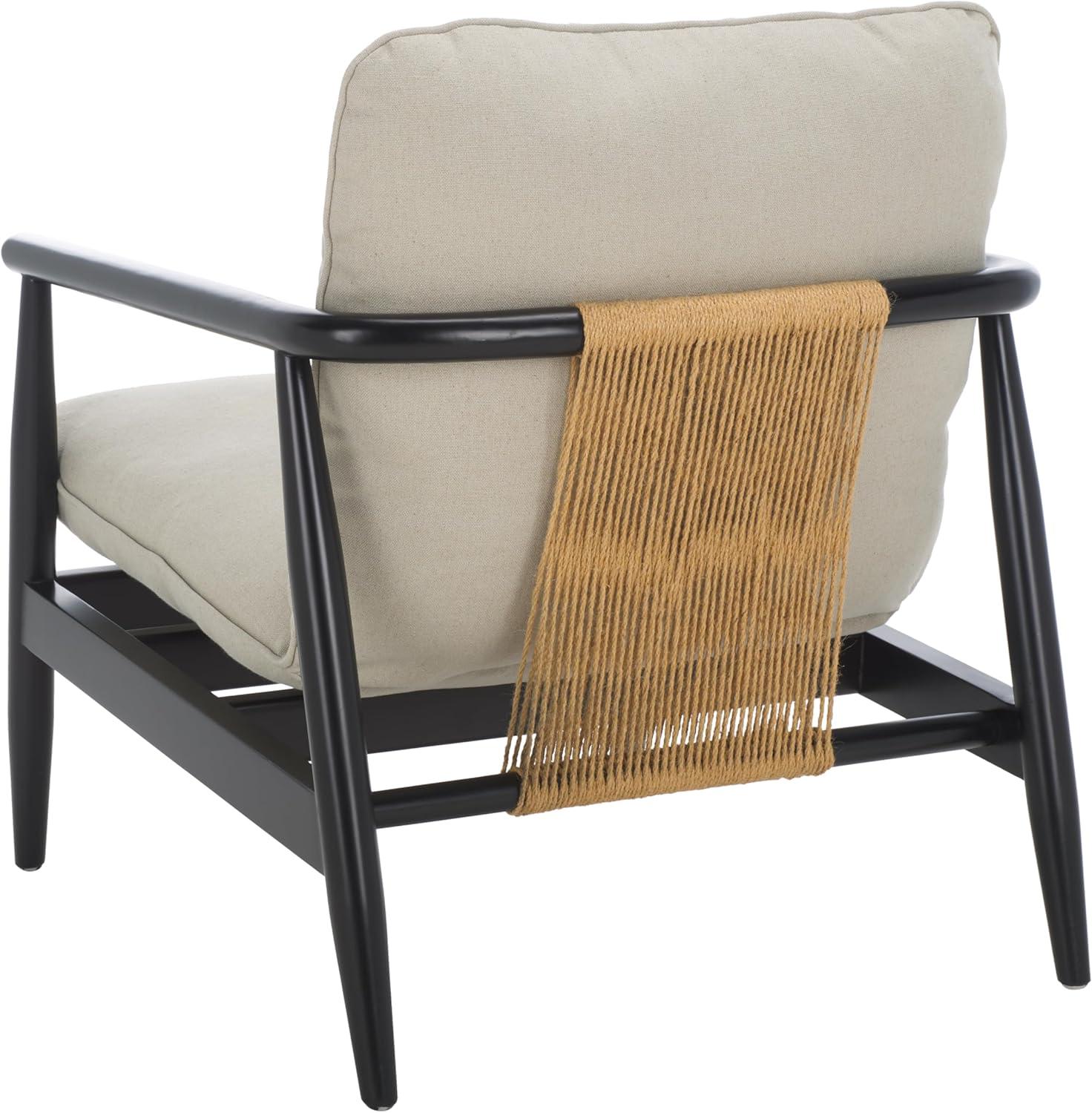 image:imageSAFAVIEH Home Collection Amias Modern Coastal Grey amp Matte Black Accent Chair Fully AssembledGreyMatte Black