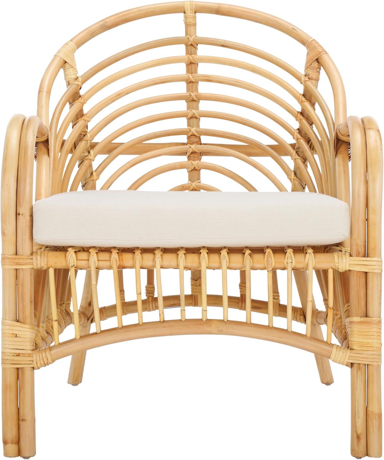 image:imageSAFAVIEH Home Collection Aragorn Tropical WhiteNatural Accent Chair with Cushion Fully AssembledWhiteNatural