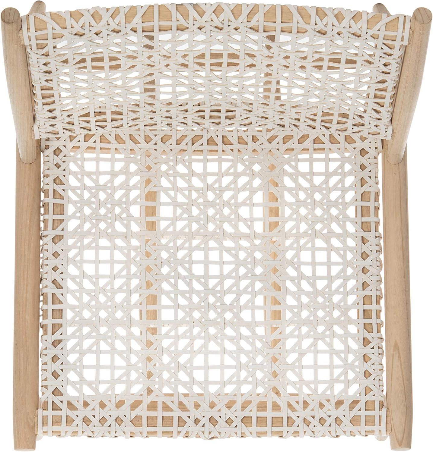 image:imageSAFAVIEH Home Collection Bandelier Natural Sungkai Solid WoodCognac Brown Leather Weave Accent Chair Fully AssembledLight Natural White