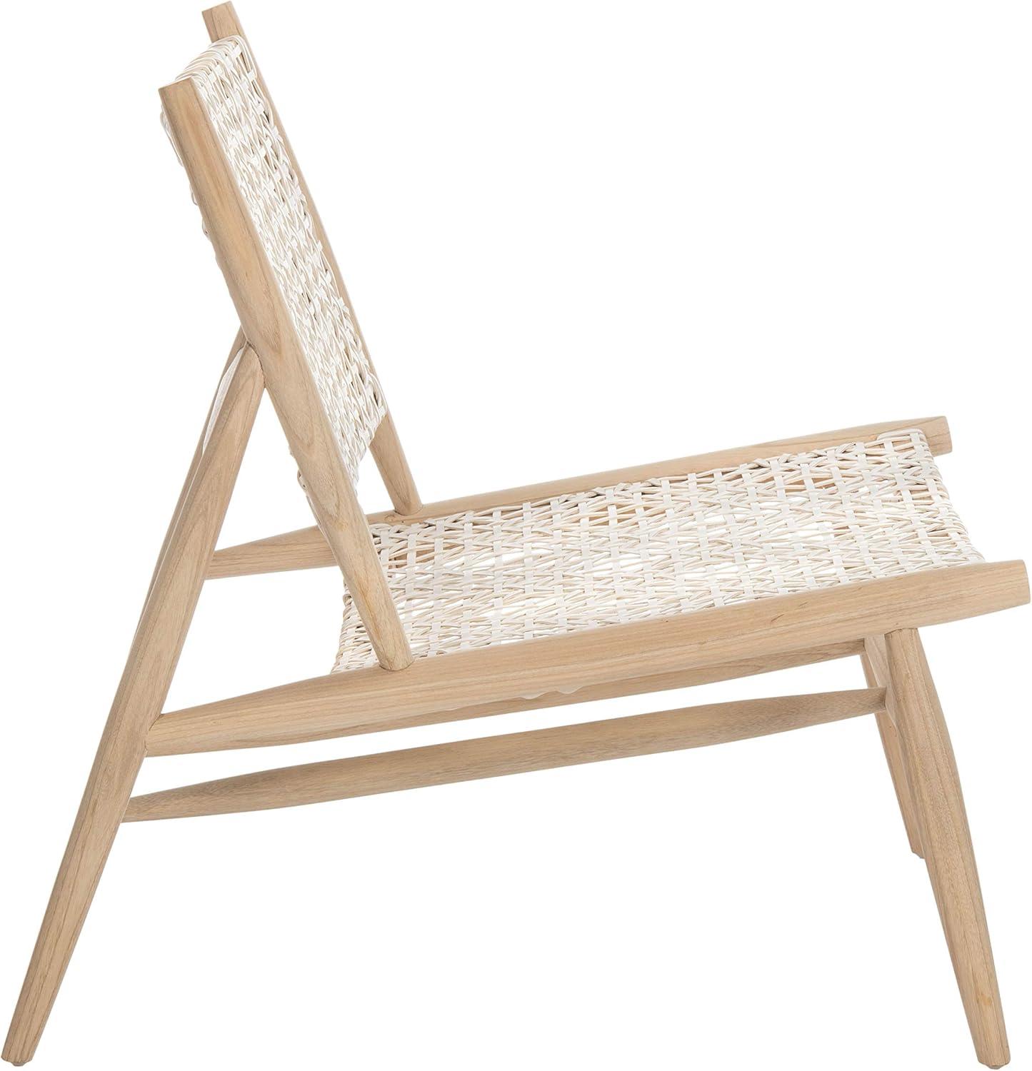 image:imageSAFAVIEH Home Collection Bandelier Natural Sungkai Solid WoodCognac Brown Leather Weave Accent Chair Fully AssembledLight Natural White