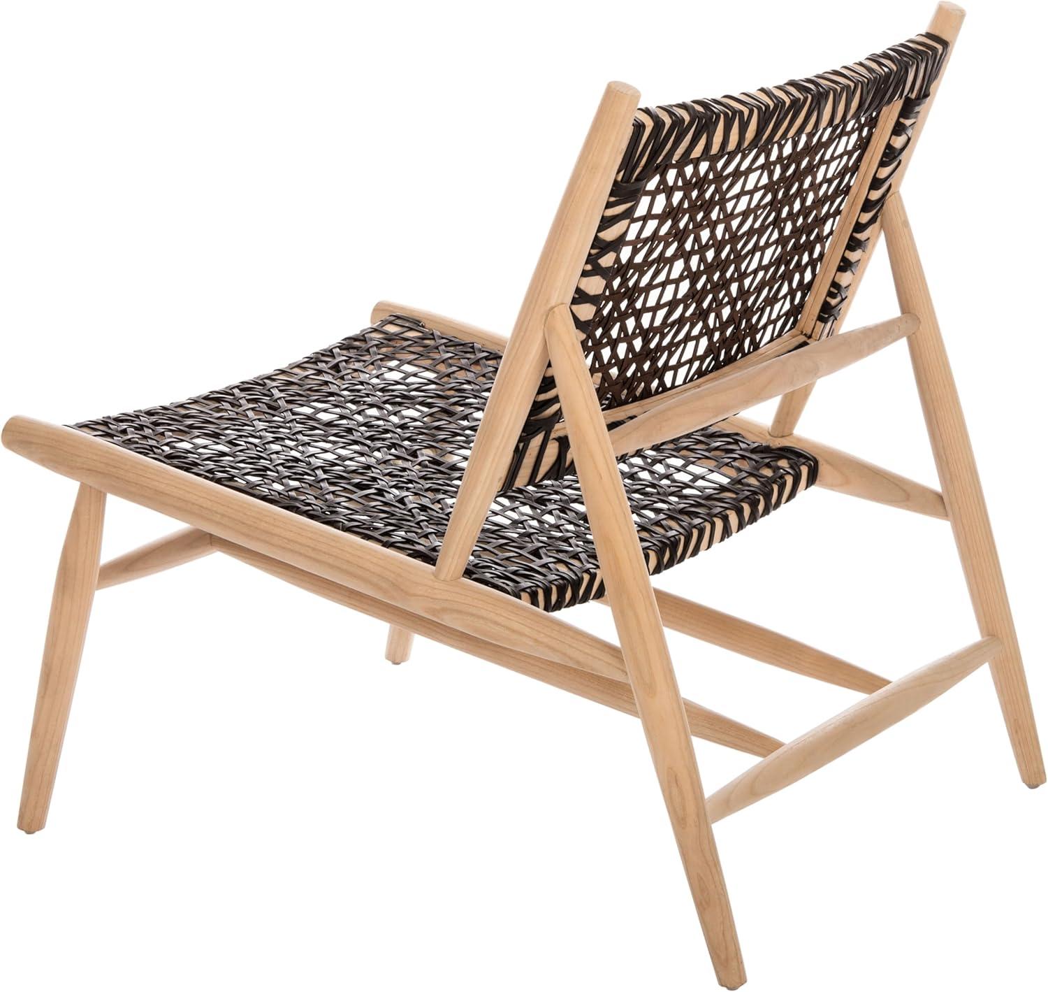 image:imageSAFAVIEH Home Collection Bandelier Natural Sungkai Solid WoodCognac Brown Leather Weave Accent Chair Fully AssembledNatural Brown
