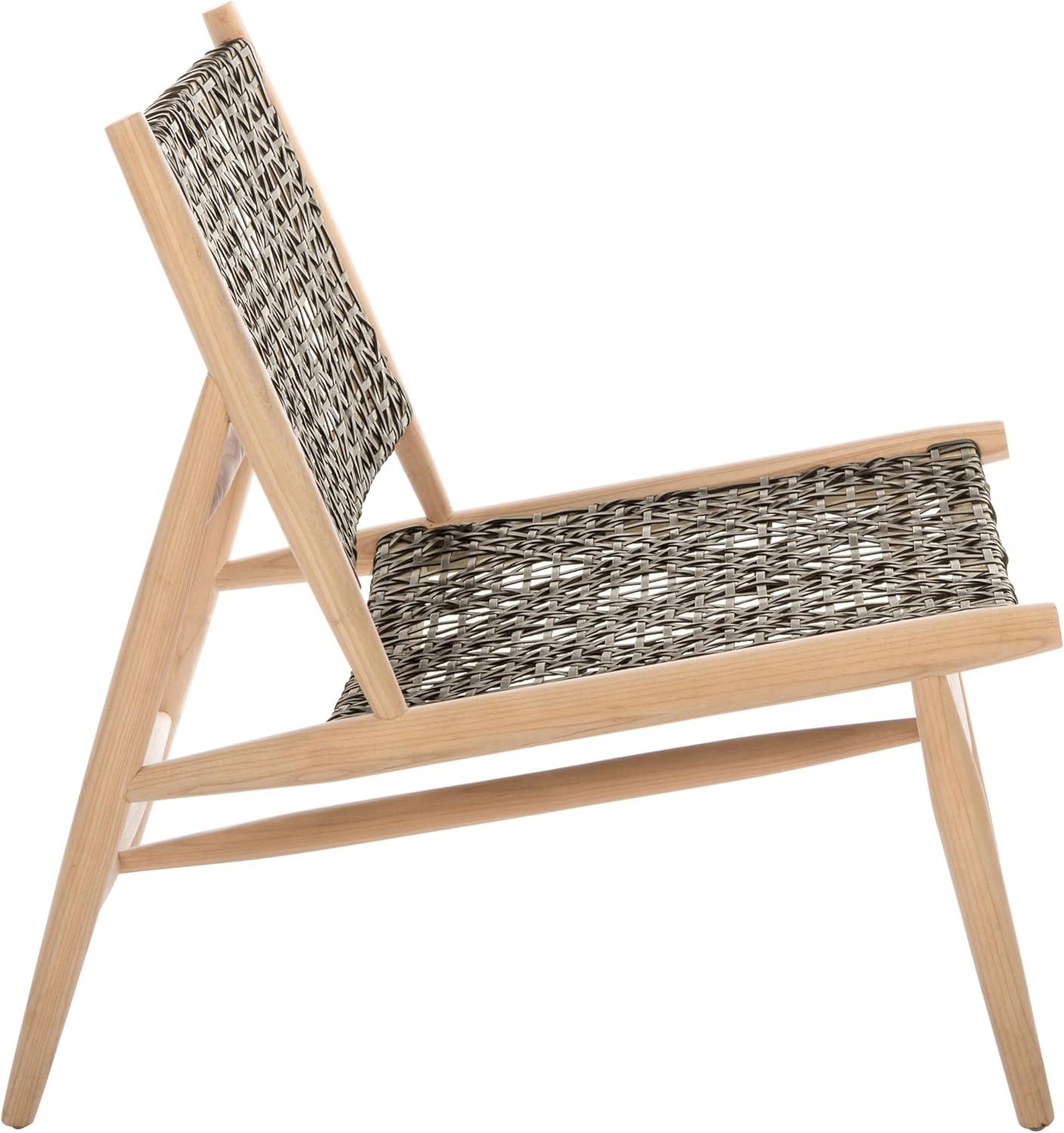 image:imageSAFAVIEH Home Collection Bandelier Natural Sungkai Solid WoodCognac Brown Leather Weave Accent Chair Fully AssembledNatural Brown