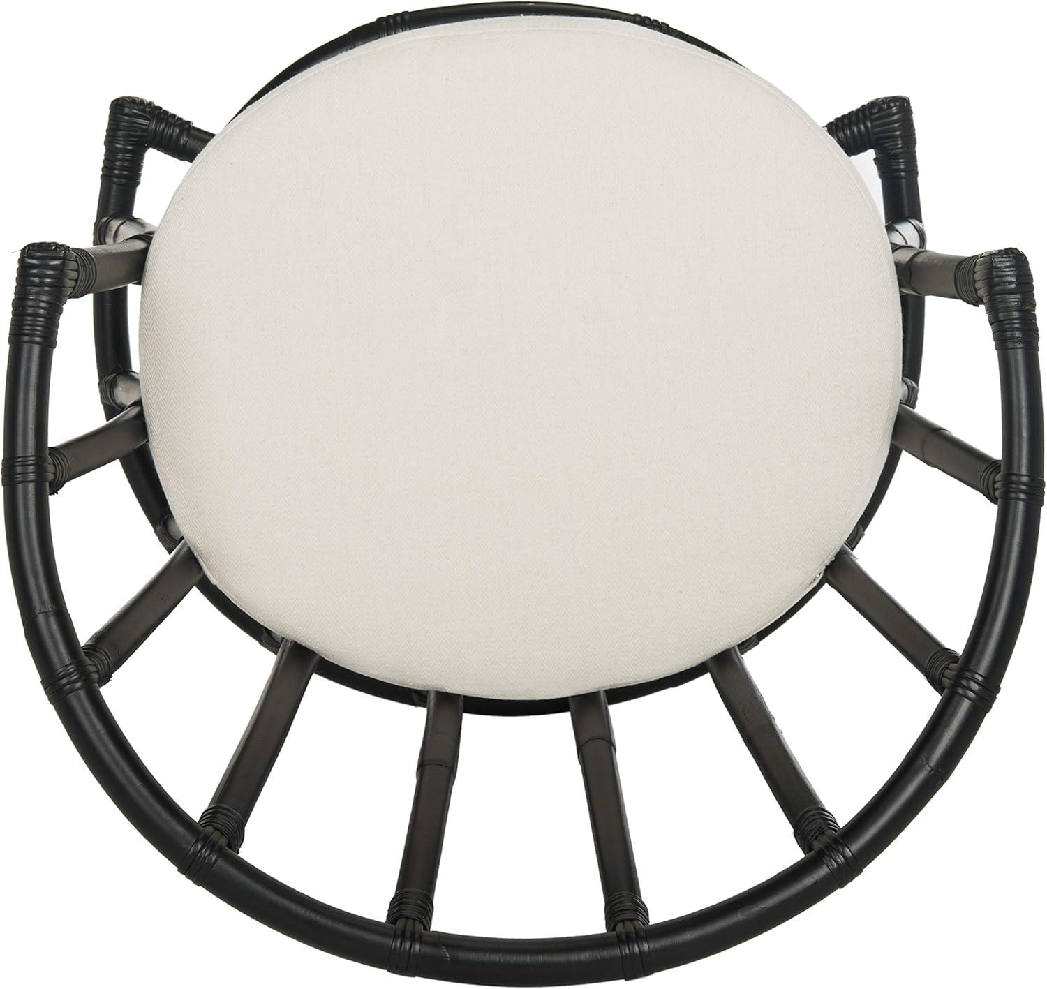 image:imageSAFAVIEH Home Collection Bates Tropical Coastal NaturalWhite Rattan Cushion Accent Chair Fully AssembledWhiteBlack