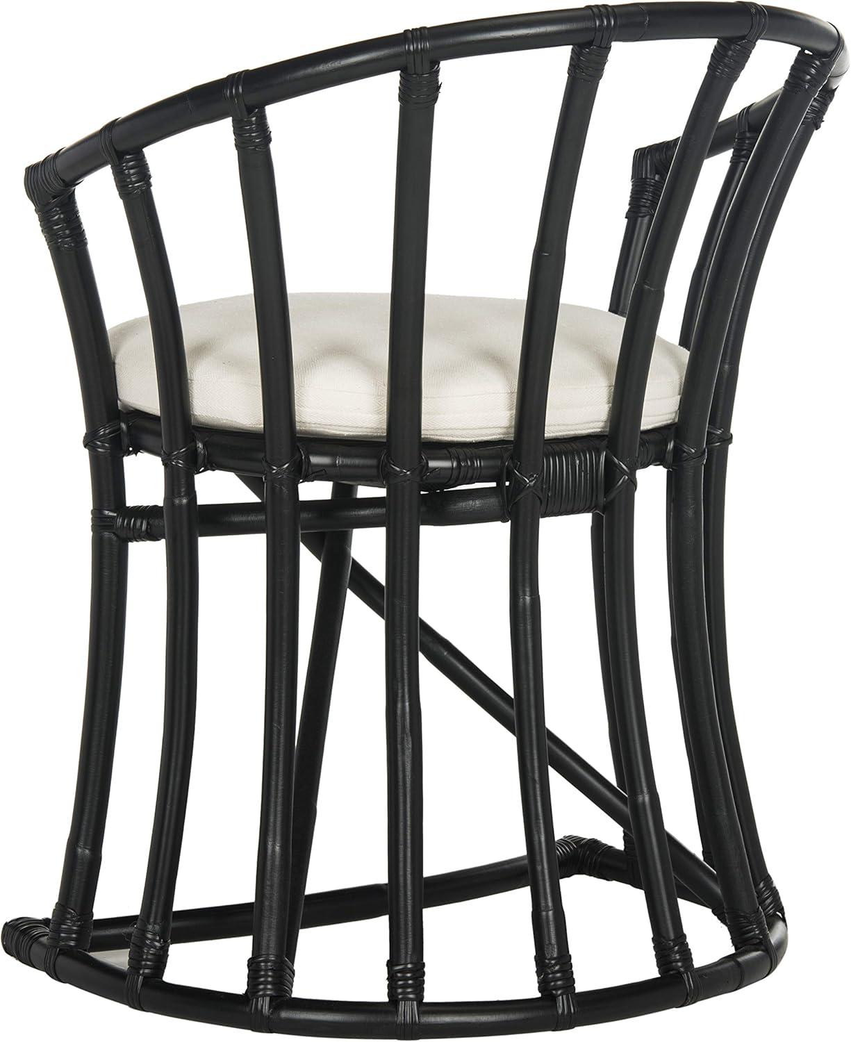 image:imageSAFAVIEH Home Collection Bates Tropical Coastal NaturalWhite Rattan Cushion Accent Chair Fully AssembledWhiteBlack