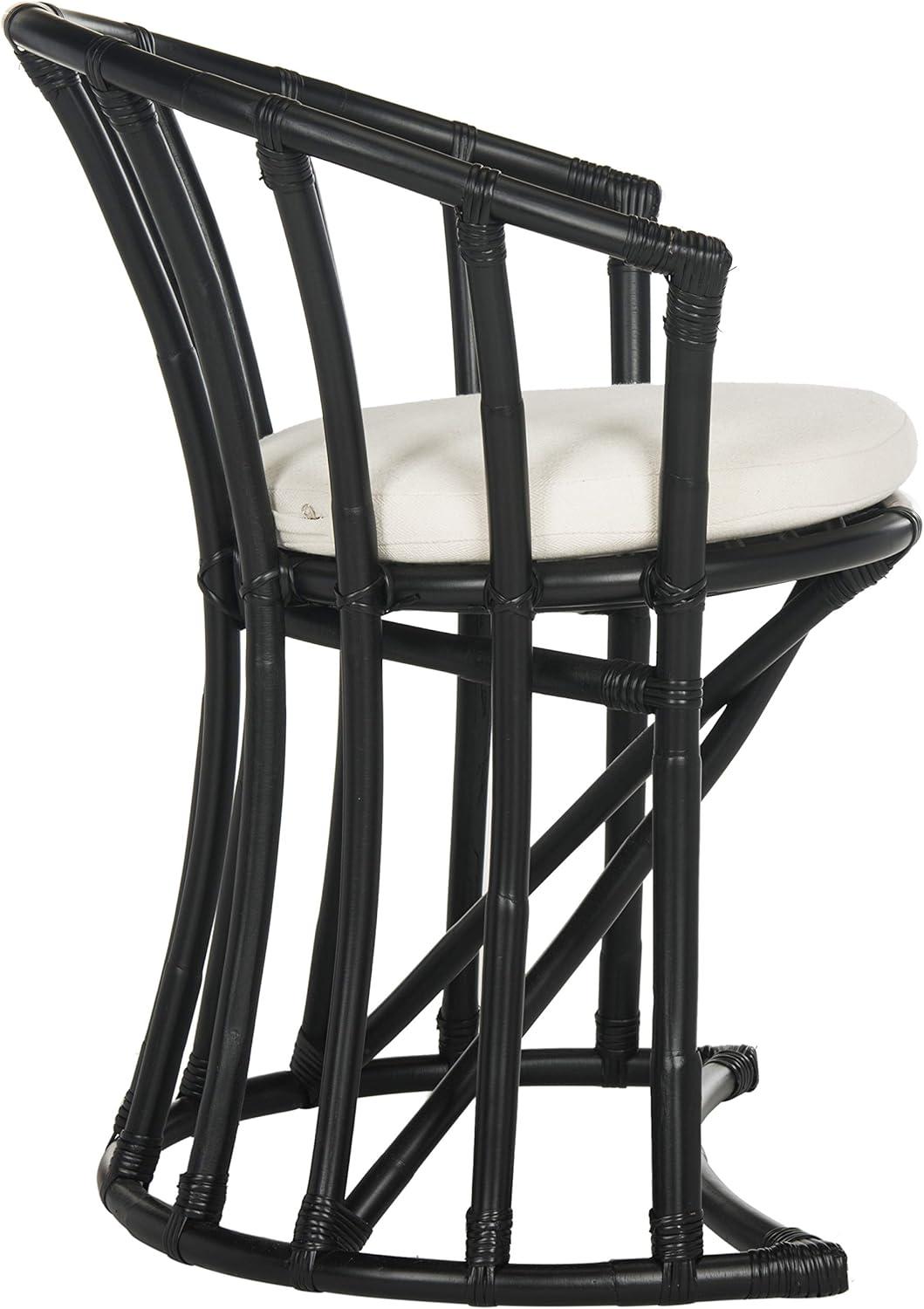 image:imageSAFAVIEH Home Collection Bates Tropical Coastal NaturalWhite Rattan Cushion Accent Chair Fully AssembledWhiteBlack