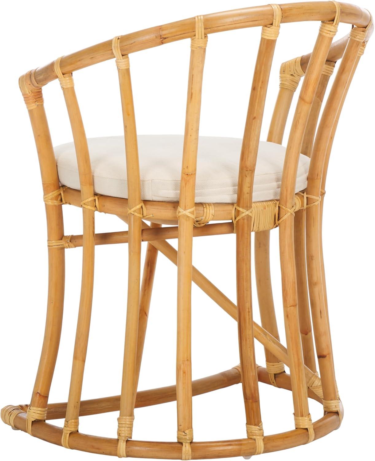 image:imageSAFAVIEH Home Collection Bates Tropical Coastal NaturalWhite Rattan Cushion Accent Chair Fully AssembledWhiteNatural