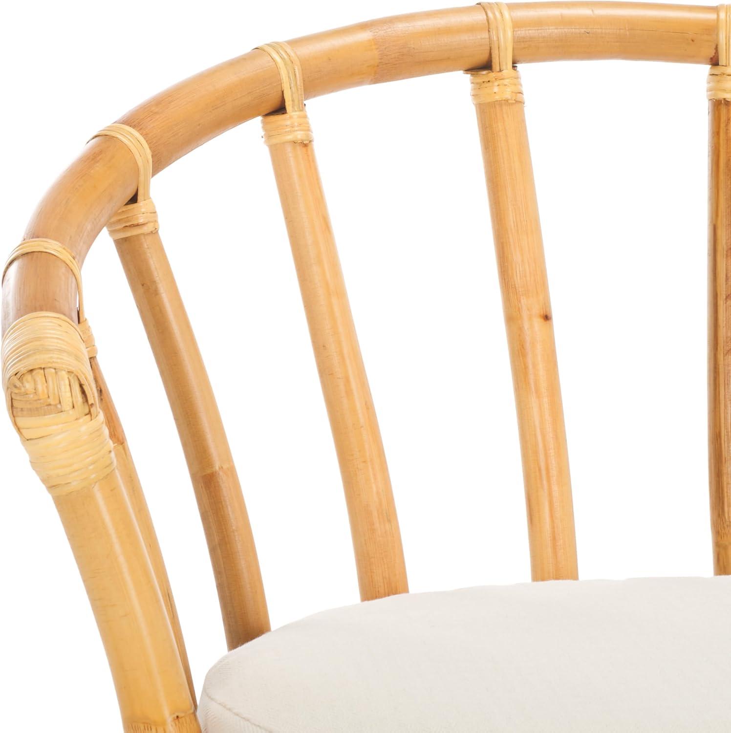 image:imageSAFAVIEH Home Collection Bates Tropical Coastal NaturalWhite Rattan Cushion Accent Chair Fully AssembledWhiteNatural