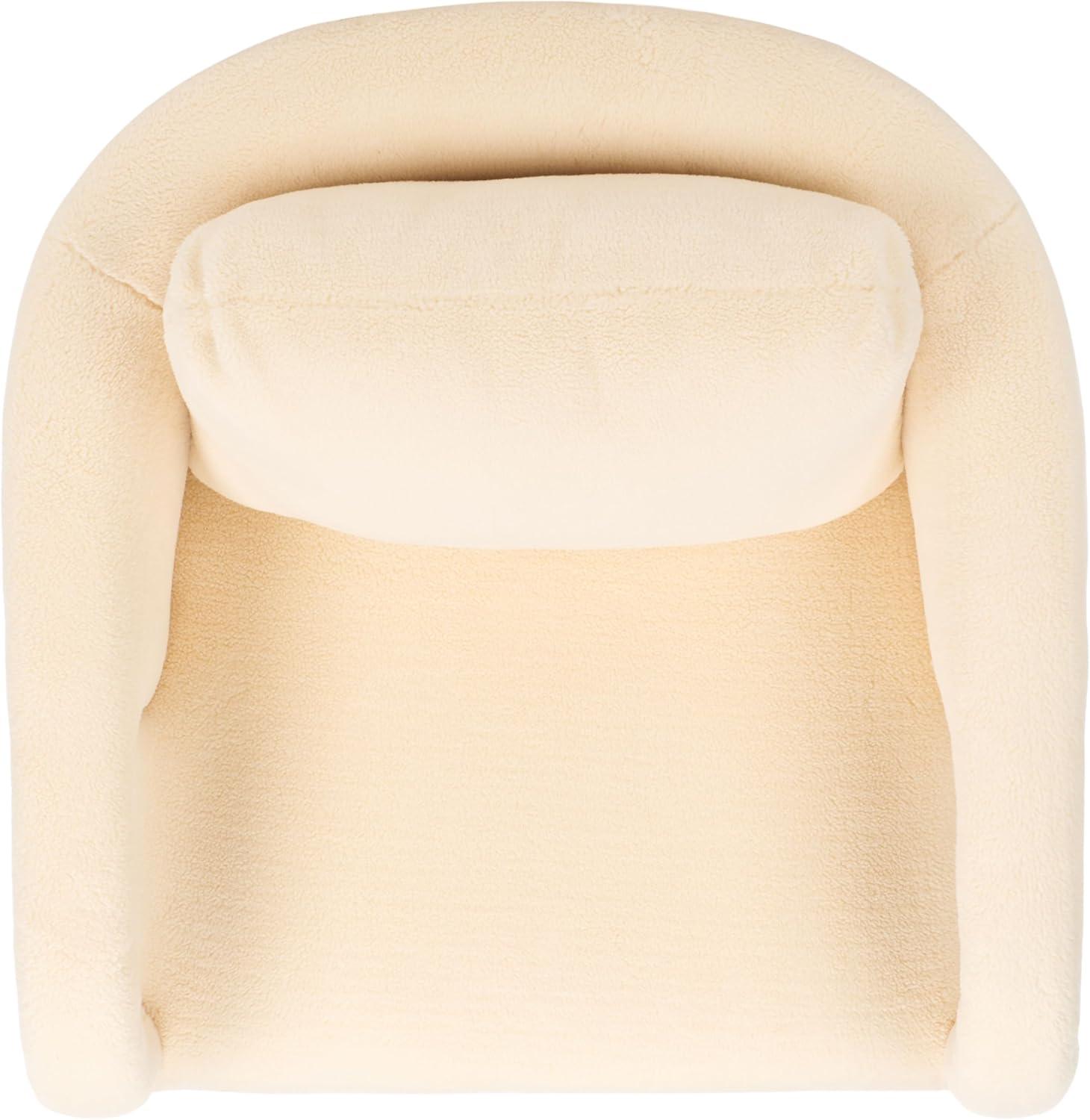 image:imageSAFAVIEH Home Collection Fifer MidCentury Modern Cream Faux Shearling Fur Accent Chair Fully AssembledCream Faux Shearling