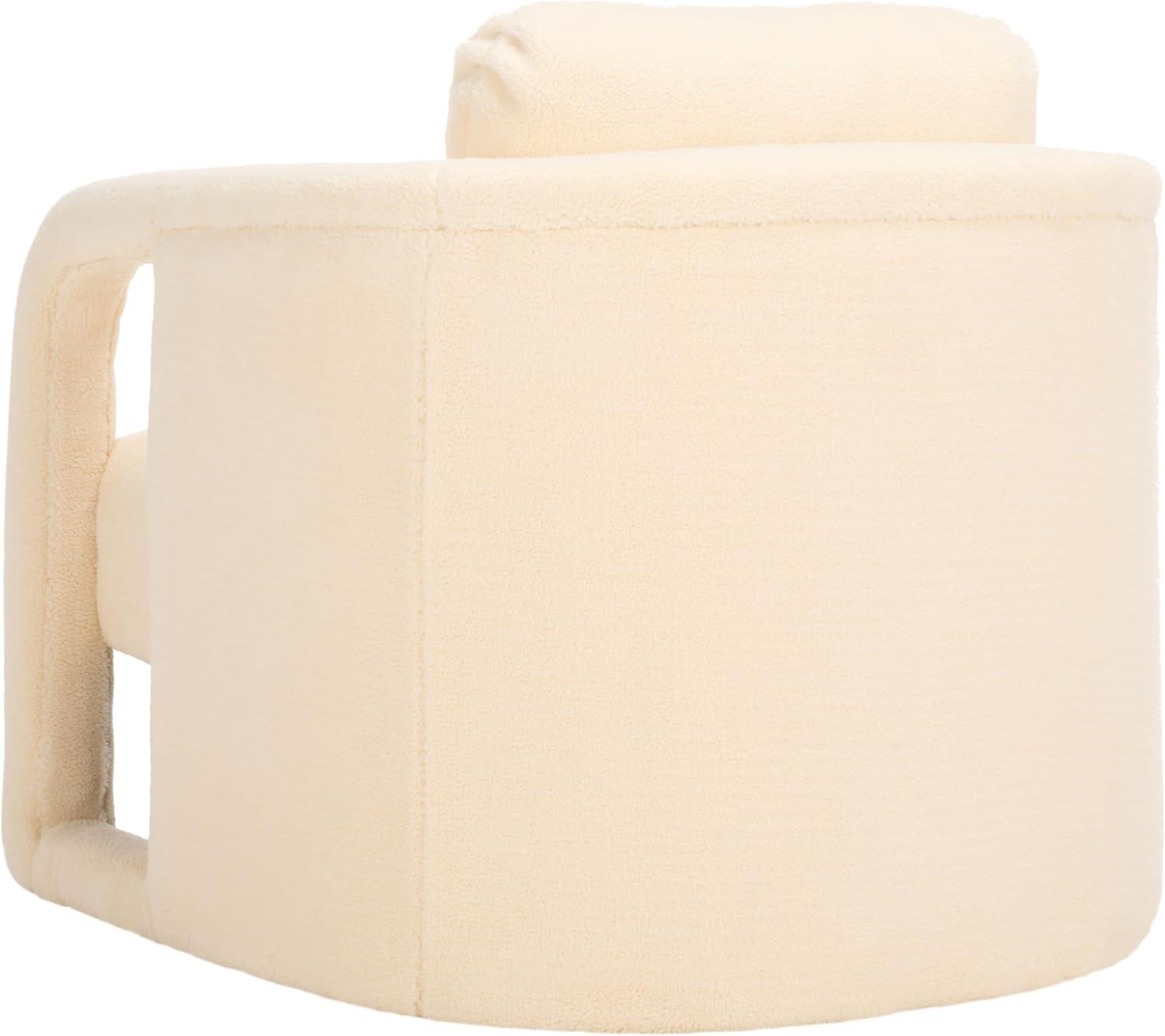 image:imageSAFAVIEH Home Collection Fifer MidCentury Modern Cream Faux Shearling Fur Accent Chair Fully AssembledCream Faux Shearling