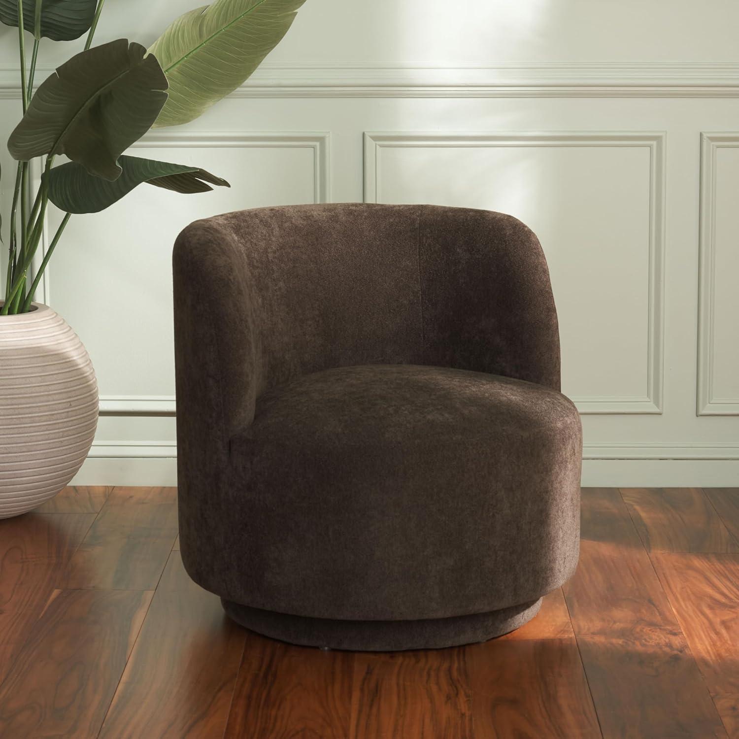 image:imageSAFAVIEH Home Collection Hayls Brown Linen Swivel Accent Chair Fully AssembledBrown