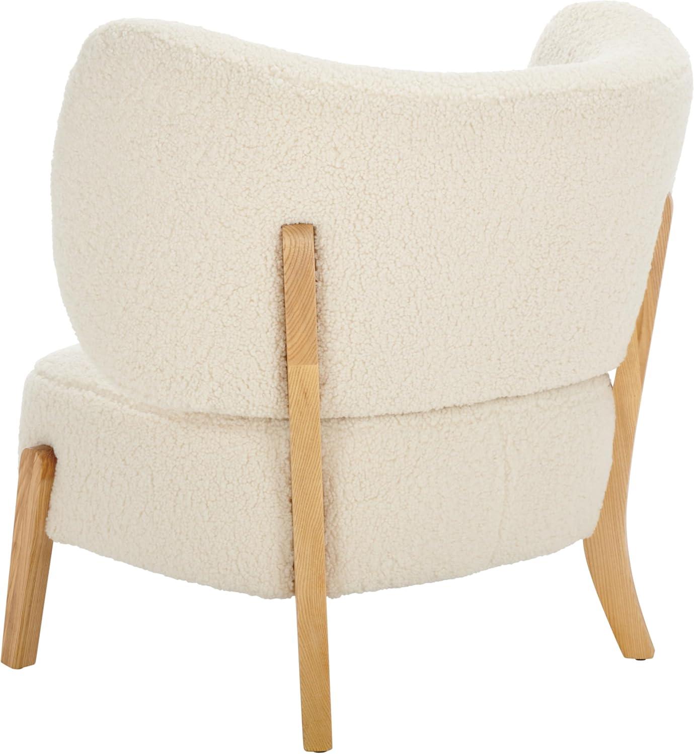 image:imageSAFAVIEH Home Collection Jakoda OffWhite amp Natural Solid Wood Wingback Accent Chair Fully AssembledOff WhiteNatural