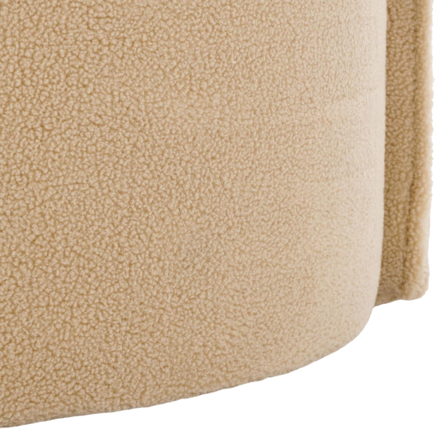 image:imageSAFAVIEH Home Collection JoJo Beige Faux Shearling Round Seat Upholstered Accent Chair Fully AssembledBeige