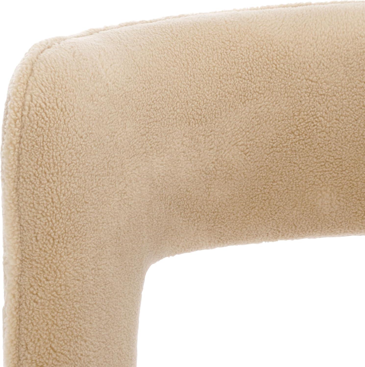 image:imageSAFAVIEH Home Collection JoJo Beige Faux Shearling Round Seat Upholstered Accent Chair Fully AssembledBeige