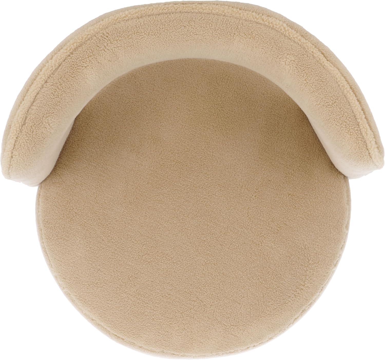 image:imageSAFAVIEH Home Collection JoJo Beige Faux Shearling Round Seat Upholstered Accent Chair Fully AssembledBeige