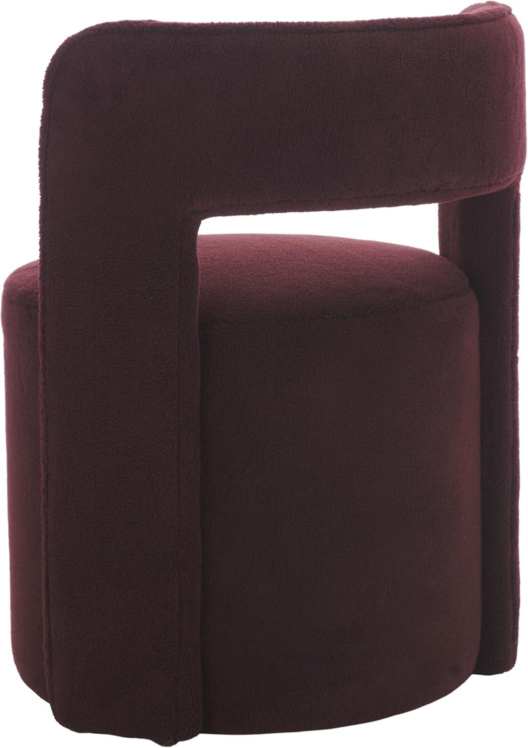 image:imageSAFAVIEH Home Collection JoJo Beige Faux Shearling Round Seat Upholstered Accent Chair Fully AssembledBordeaux