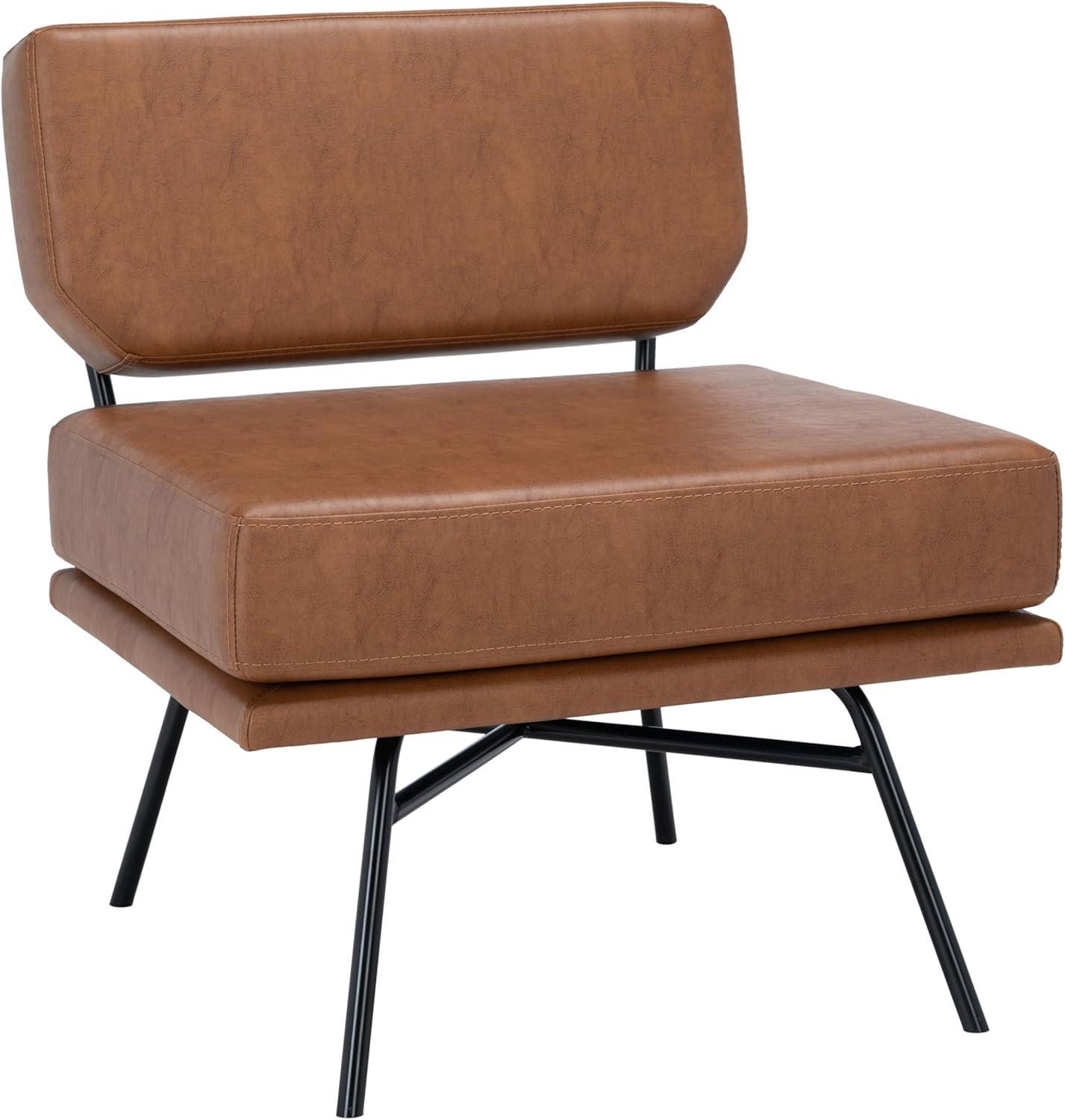 image:imageSAFAVIEH Home Collection Kermit Modern Malachite Green VelvetMatte Black Living Room Dining Room Bedroom Office Foyer Accent ChairCognac Matte Black