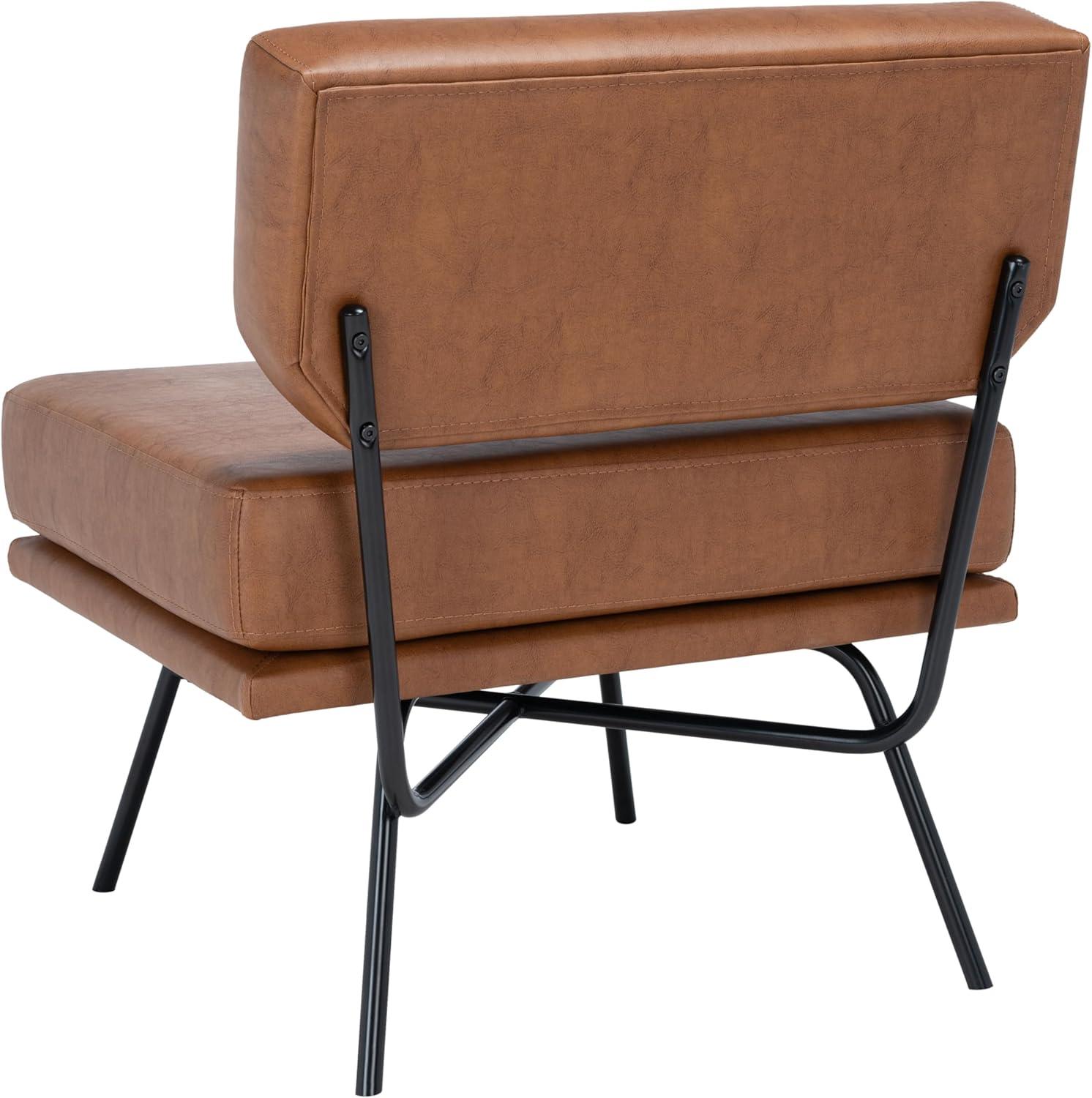 image:imageSAFAVIEH Home Collection Kermit Modern Malachite Green VelvetMatte Black Living Room Dining Room Bedroom Office Foyer Accent ChairCognac Matte Black