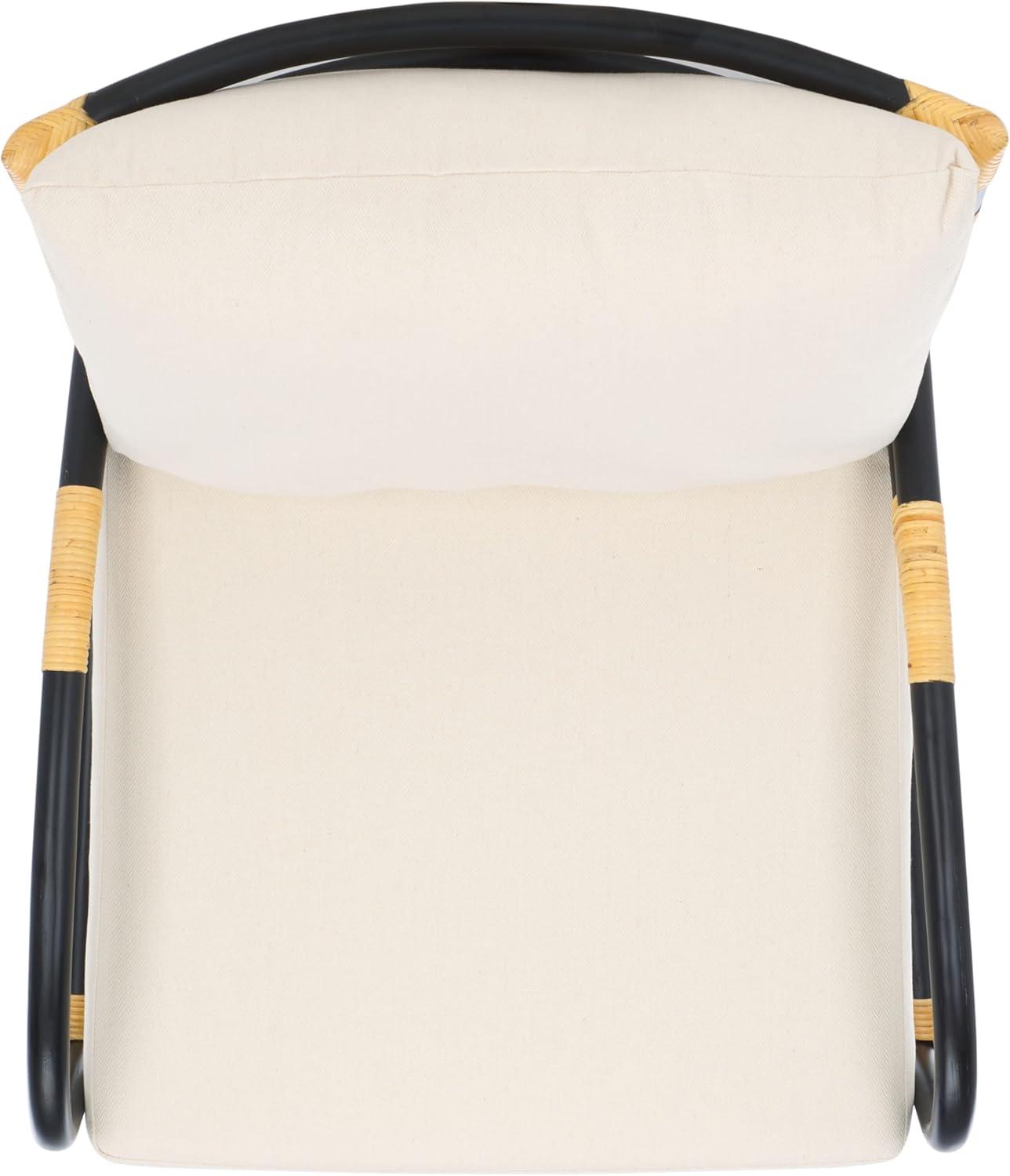 image:imageSAFAVIEH Home Collection Meara Tropical Coastal Black Rattan Accent Chair with Cushion Fully Assembled