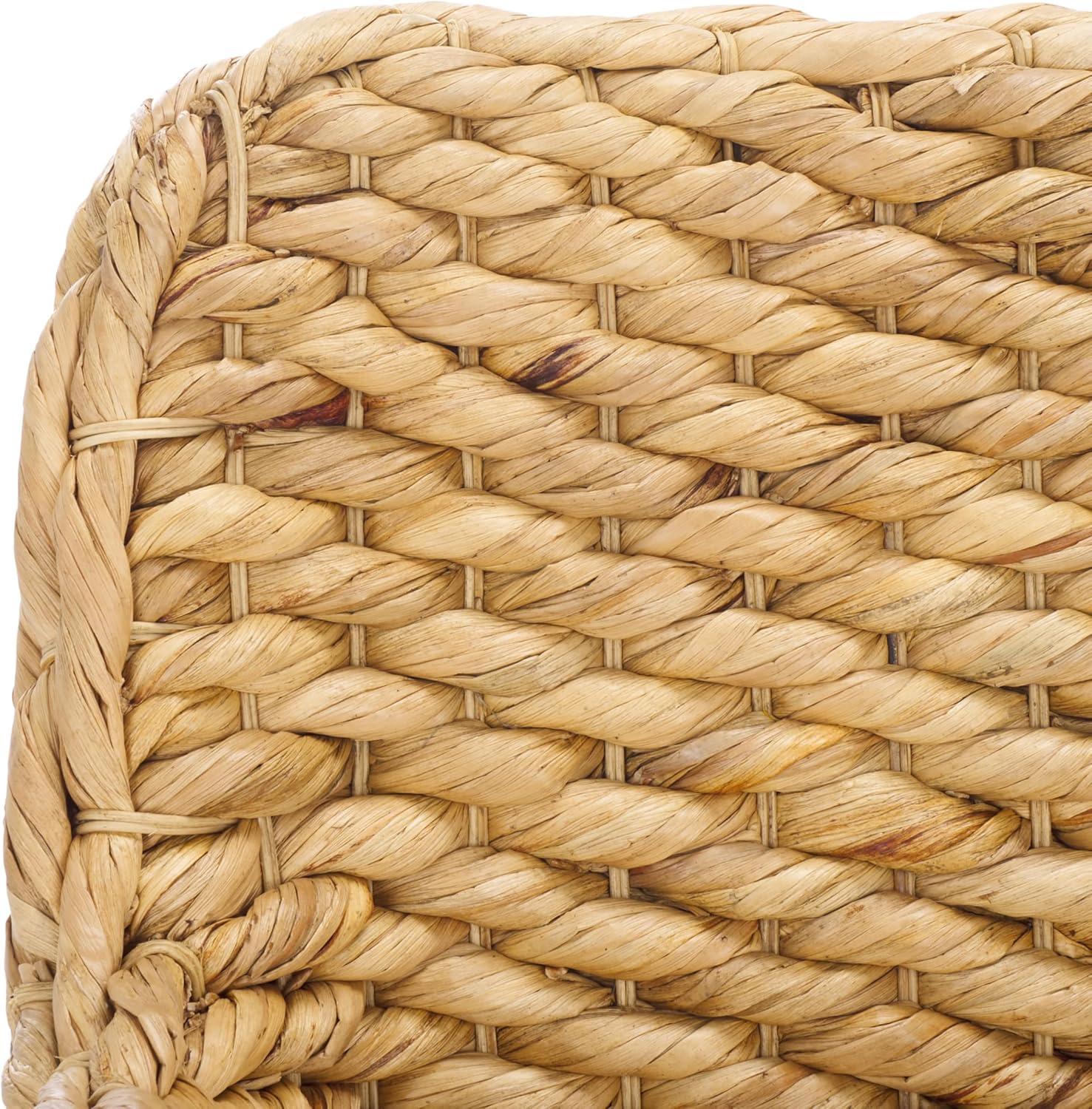 image:imageSAFAVIEH Home Collection Purrl Tropical Coastal Natural Solid Wood Hyacinth Accent Chair with Cushion Fully AssembledWhiteNatural