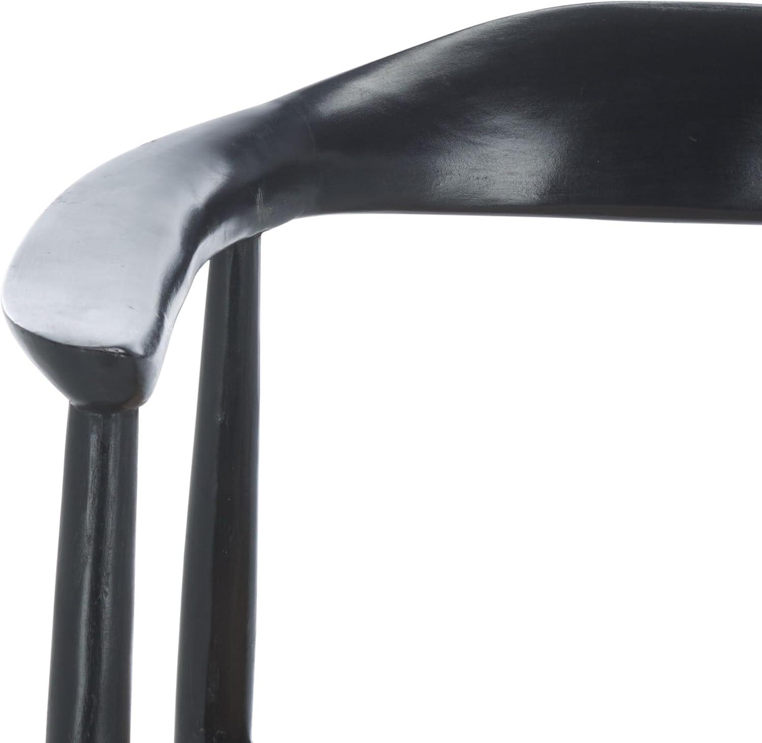 image:imageSAFAVIEH Home Collection Savina Black amp Natural Solid Wood Open Webbing Accent Chair Fully AssembledBlackNatural