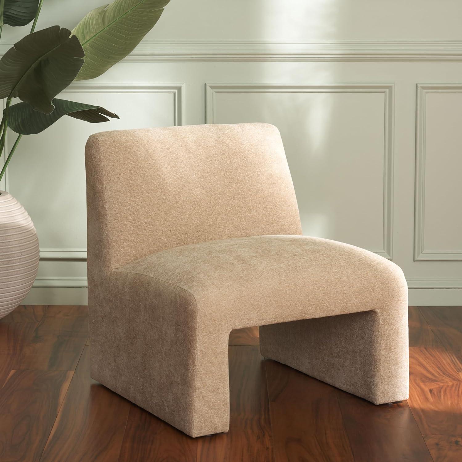 image:imageSAFAVIEH Home Collection Swip MidCentury Modern Sand Linen Accent Chair Fully AssembledSand