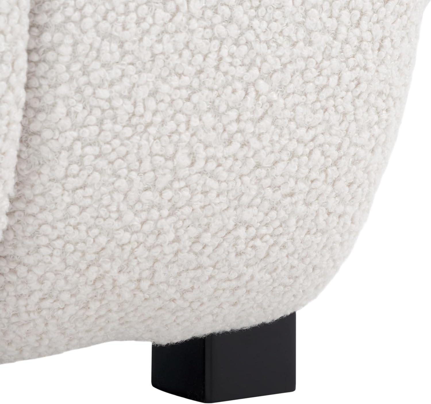 image:imageSAFAVIEH Home Collection Waylen OffWhite Channel TuftedBlack Legs Low Profile Accent Chair Fully Assembled