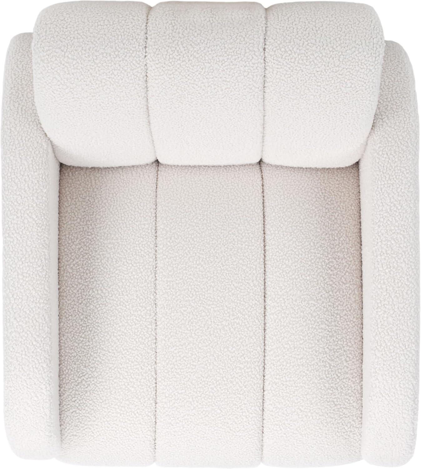 image:imageSAFAVIEH Home Collection Waylen OffWhite Channel TuftedBlack Legs Low Profile Accent Chair Fully Assembled