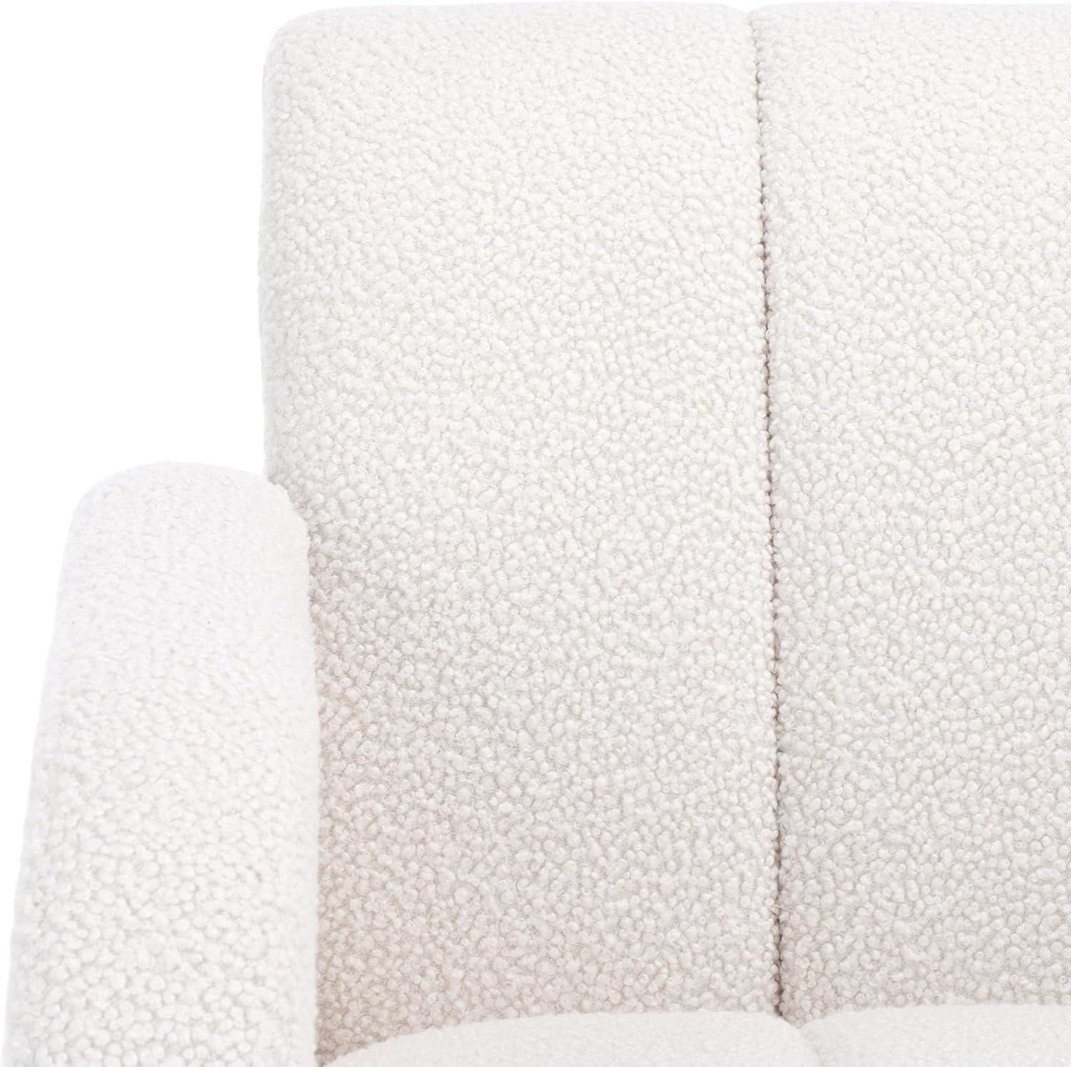 image:imageSAFAVIEH Home Collection Waylen OffWhite Channel TuftedBlack Legs Low Profile Accent Chair Fully Assembled
