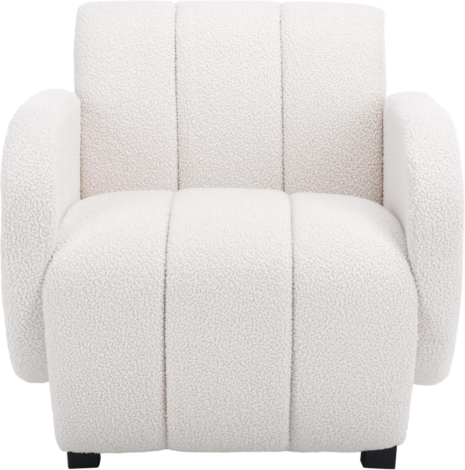 image:imageSAFAVIEH Home Collection Waylen OffWhite Channel TuftedBlack Legs Low Profile Accent Chair Fully Assembled