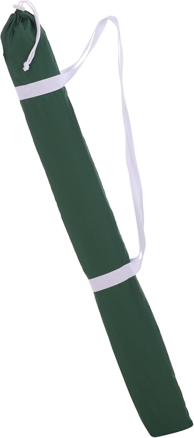 image:imageSAFAVIEH Outdoor Gallo 65 FT Beach Umbrella Canopy with White Fringe Trim Tilt Function Aluminum Pole Weather Resistant for Beach Patio Garden PAT8505Hunter Green Stripe