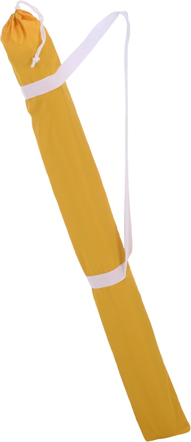 image:imageSAFAVIEH Outdoor Gallo 65 FT Beach Umbrella Canopy with White Fringe Trim Tilt Function Aluminum Pole Weather Resistant for Beach Patio Garden PAT8505Yellow Stripe